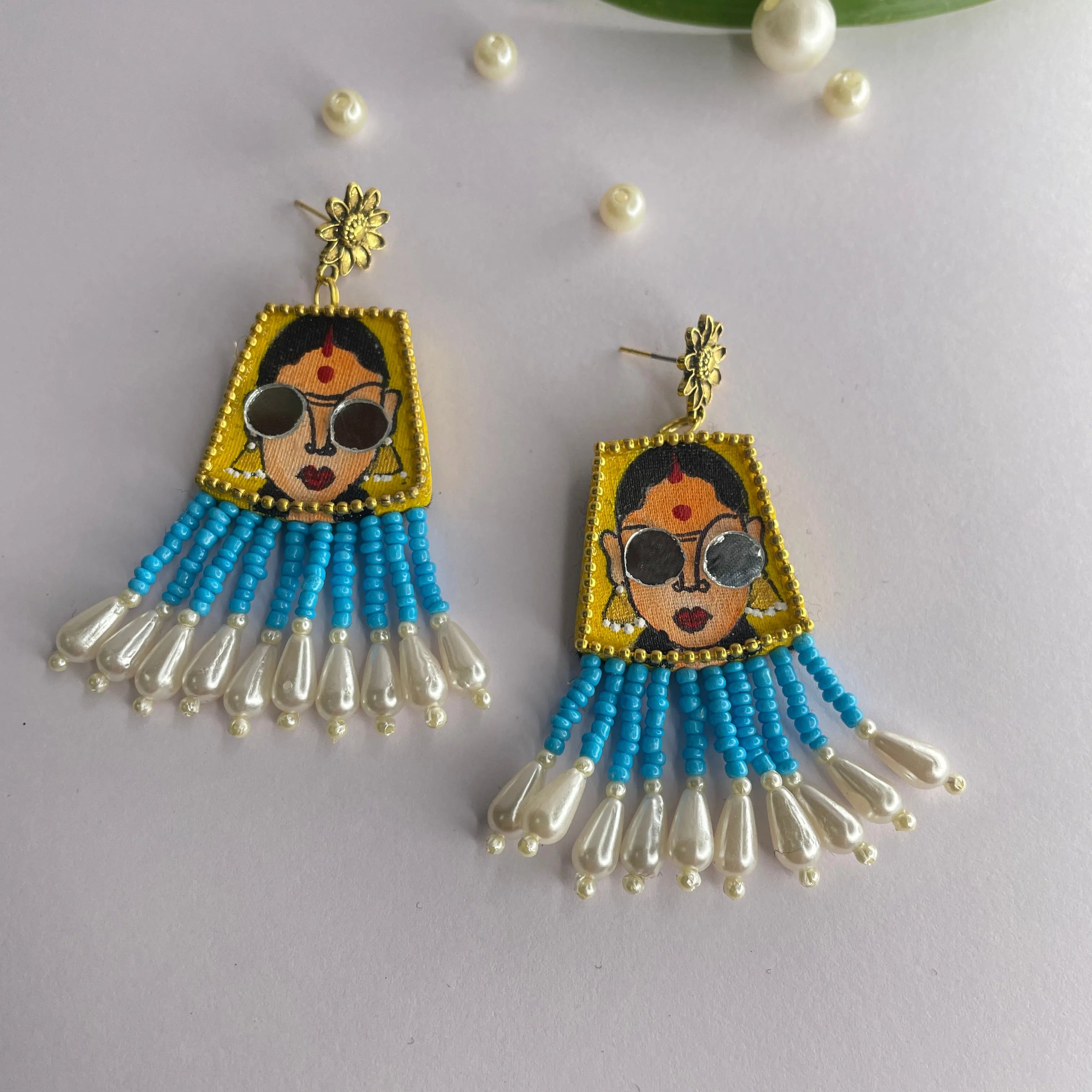 Darpan Bohemian Haldi Yellow Handmade Jewellery Drop (Earrings) HP-ER- - KHOJ.CITY