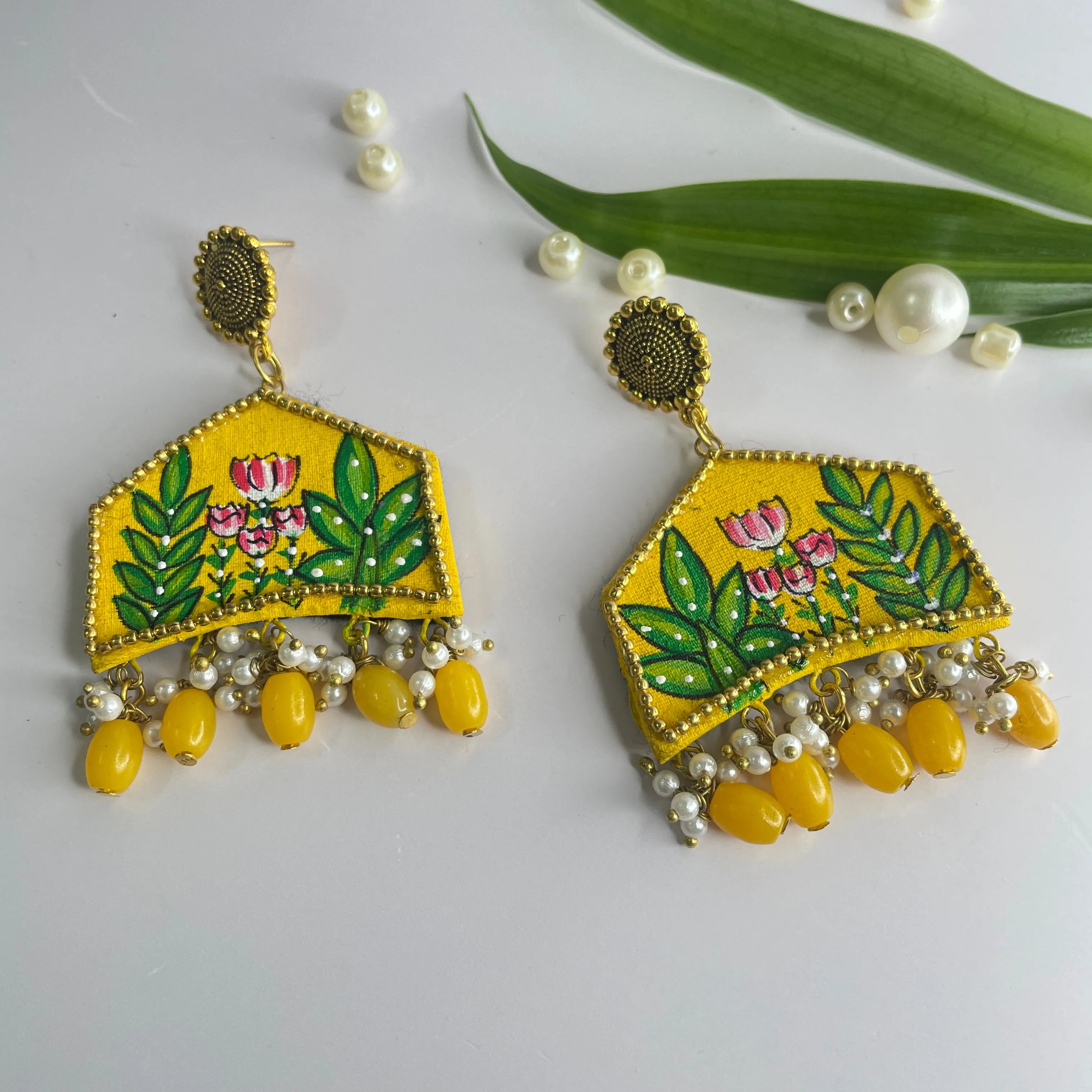 Tulipa Traditional Yellow Handmade Drop (Earrings) HP-ER- - KHOJ.CITY