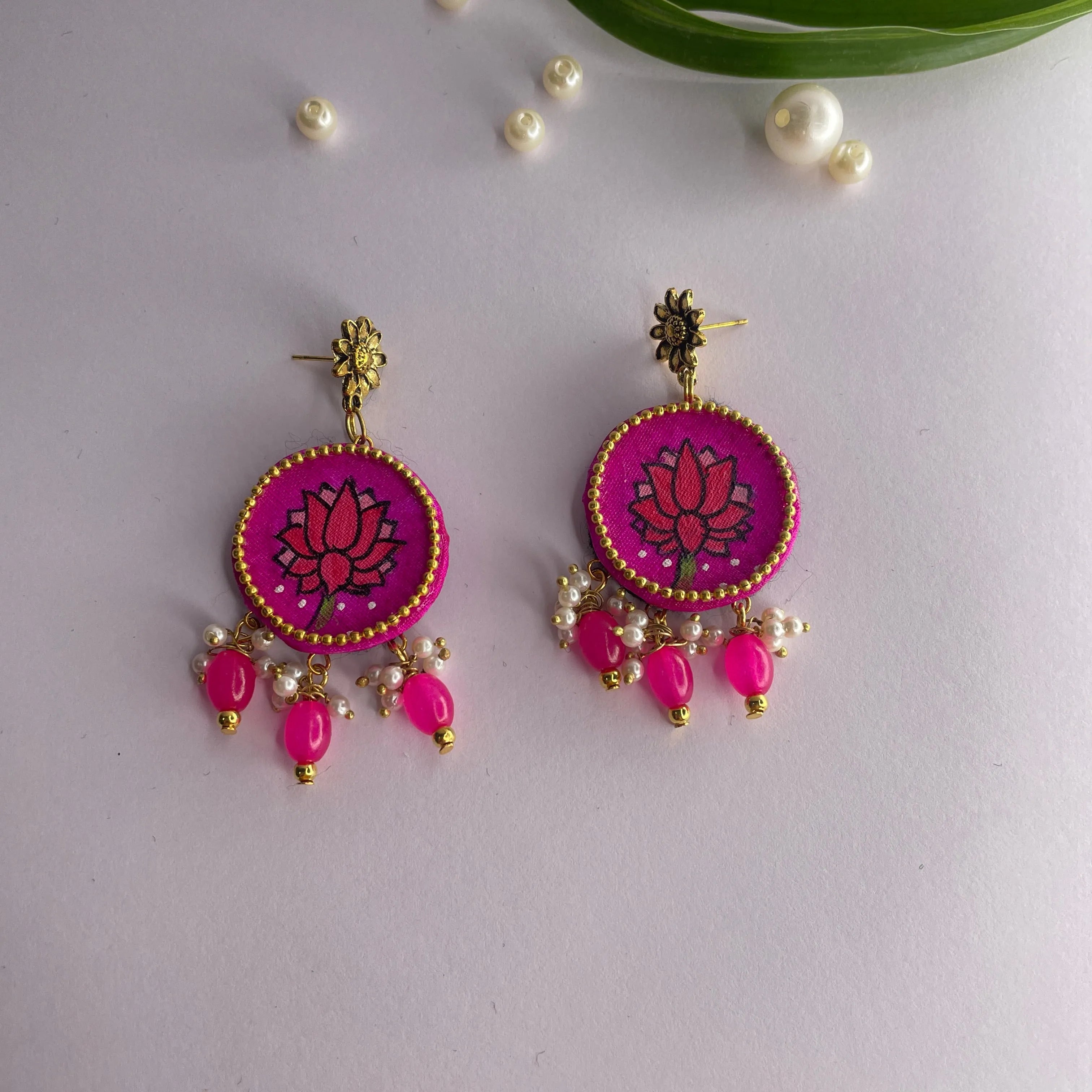 Meera Traditional Dark Pink Handmade Drop (Earrings) HP-ER- - KHOJ.CITY