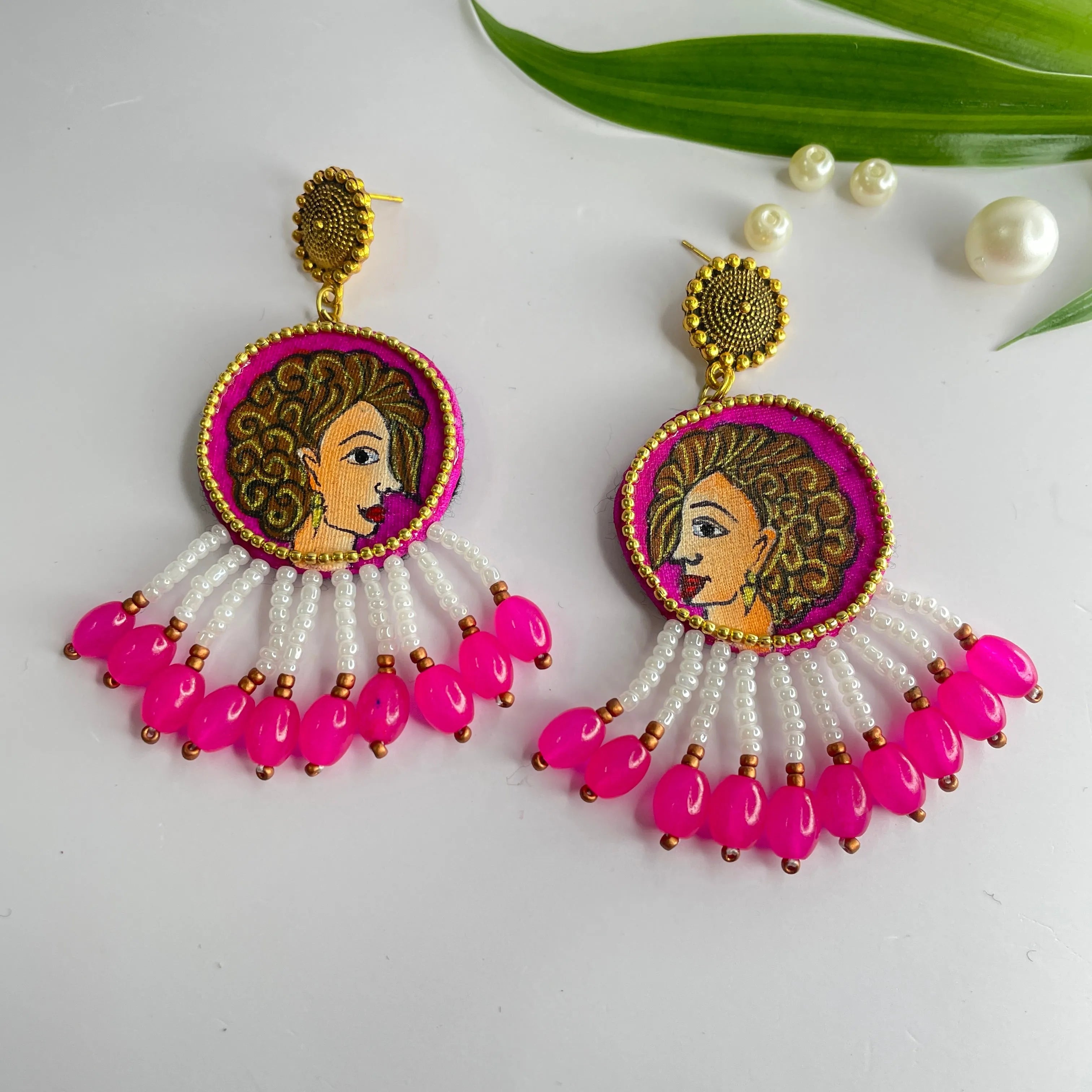 Doll Traditional Dark Pink Handmade Drop (Earrings) HP-ER- - KHOJ.CITY