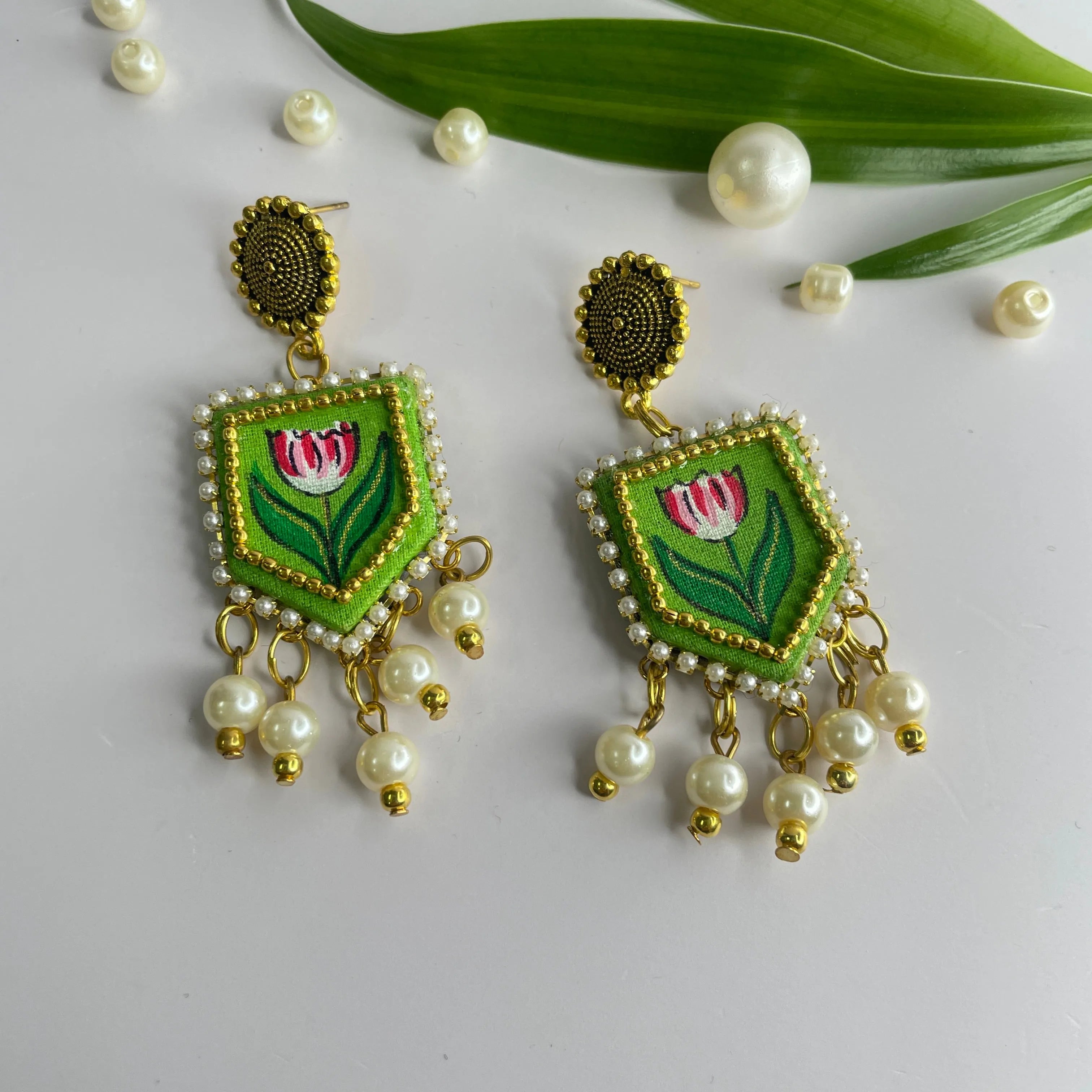 Adhira Classic Green Handmade Drop (Earrings) HP-ER- - KHOJ.CITY