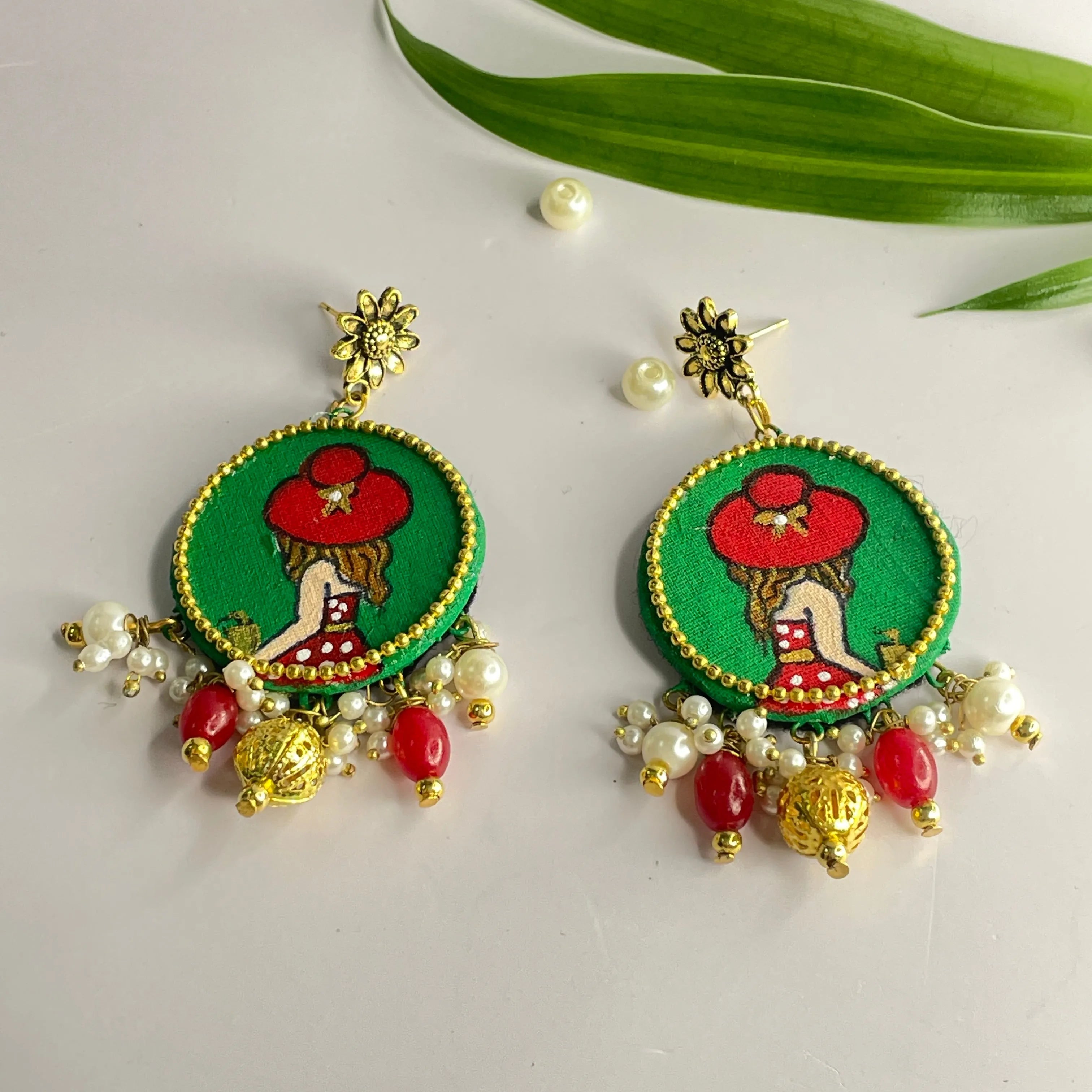 Alzena Classic Green Handmade Drop (Earrings) HP-ER- - KHOJ.CITY