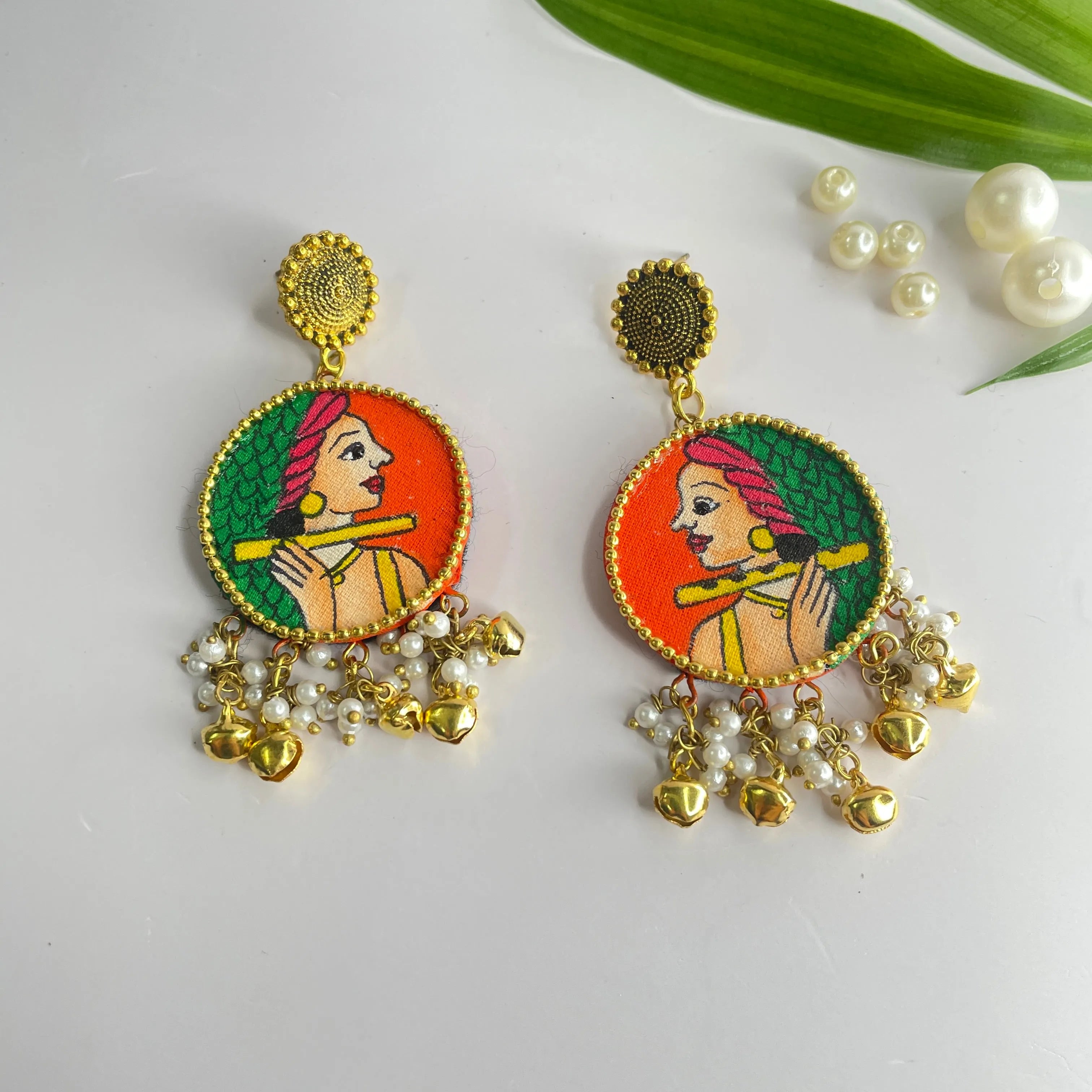 Bansy Traditional Orange Handmade Drop (Earrings) HP-ER- - KHOJ.CITY