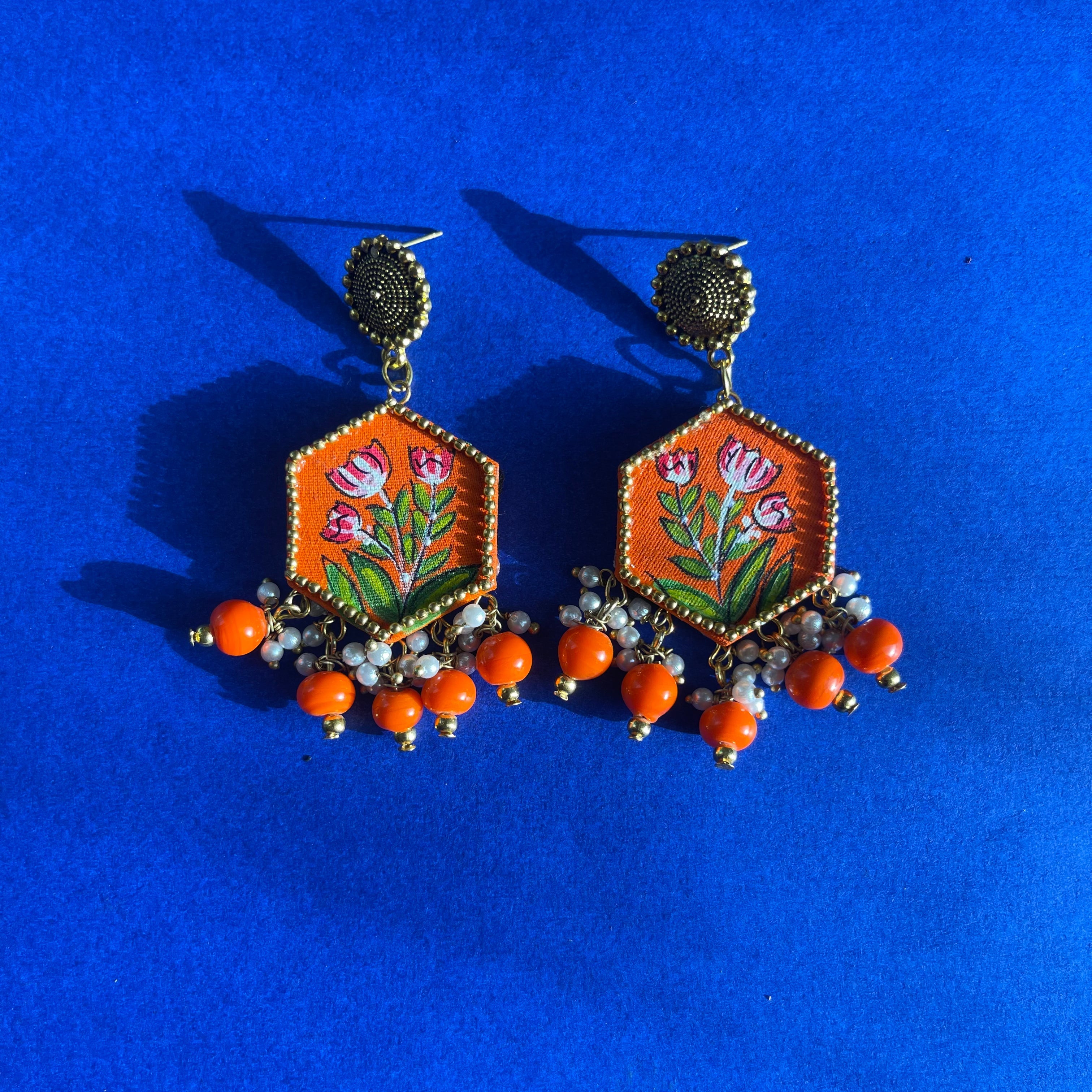 Dianthus Orange Handmade Drop (Earrings) HP-ER- - KHOJ.CITY