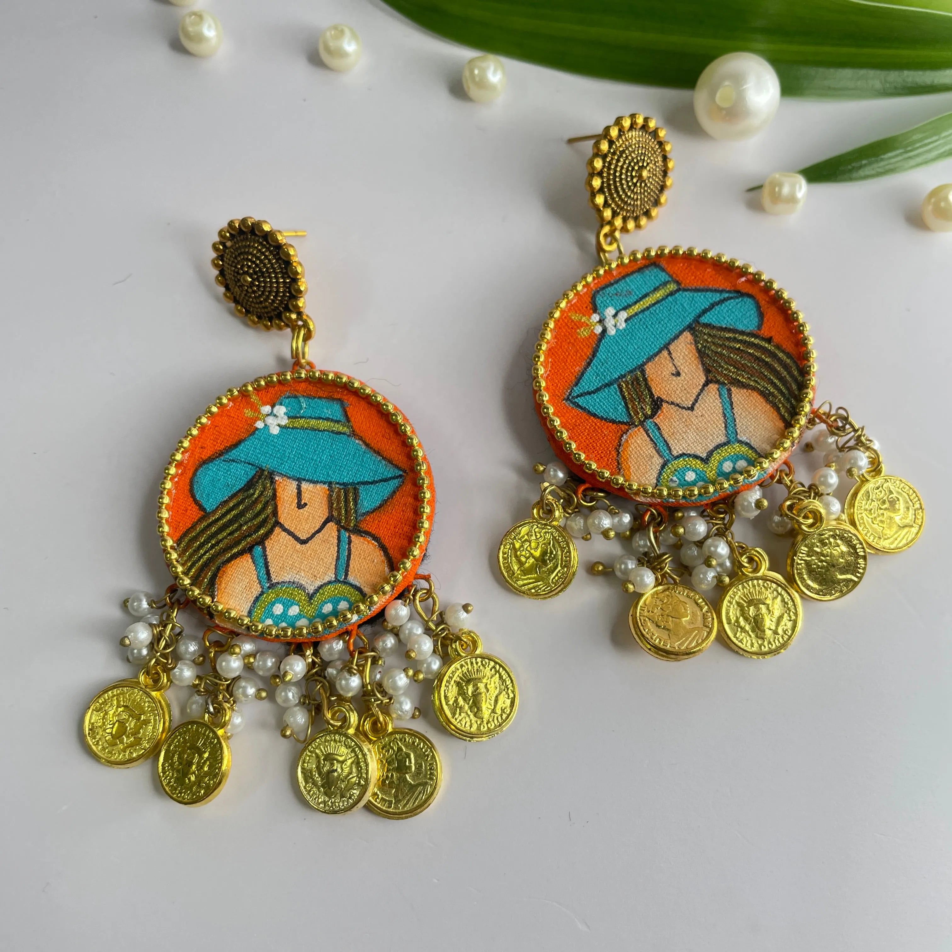 Seton Traditional Orange Handmade Drop (Earrings) HP-ER- - KHOJ.CITY