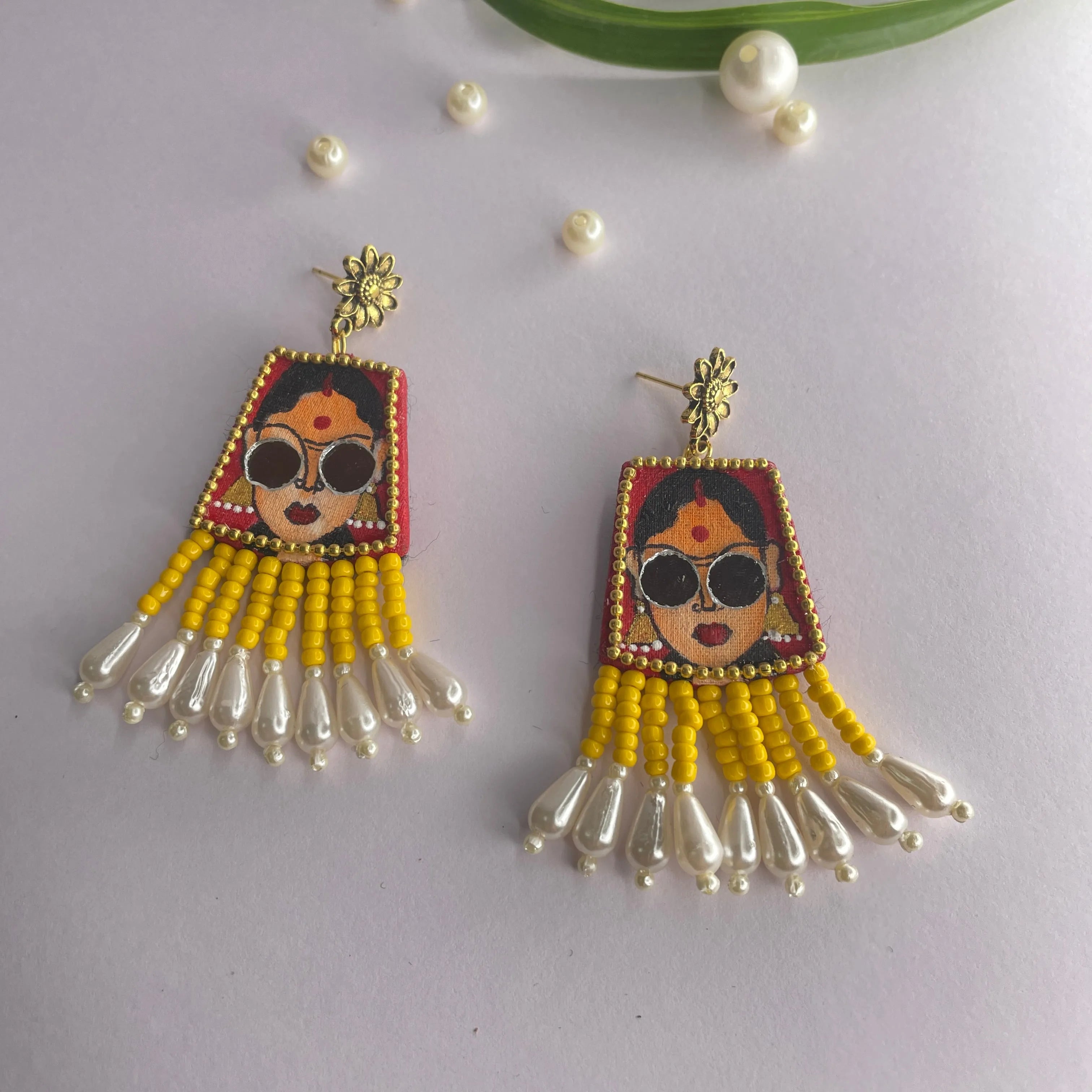 Darpan Bohemian Red Handmade Jewellery Drop (Earrings) HP-ER- - KHOJ.CITY