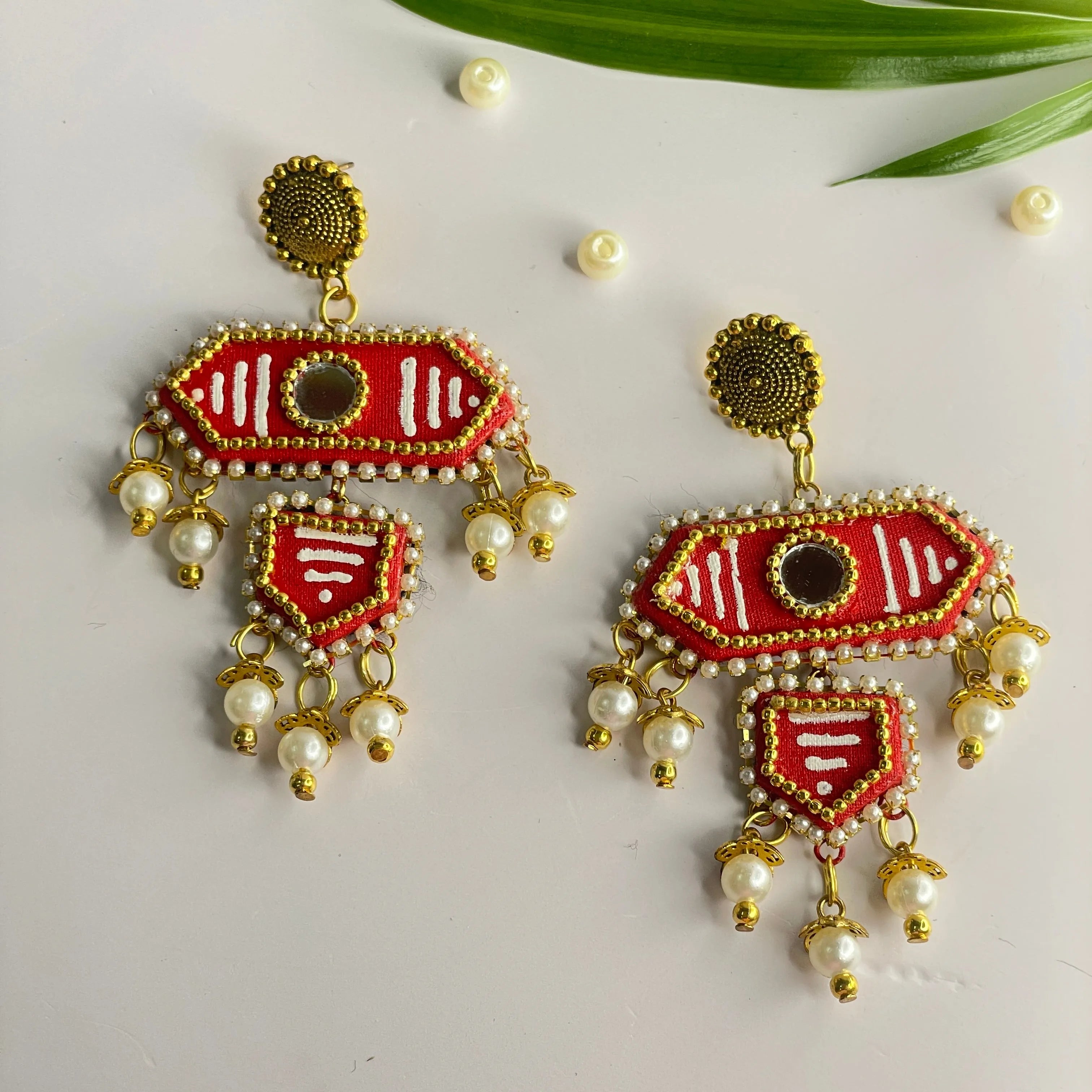 Nalini Traditional Red Handmade Drop (Earrings) HP-ER- - KHOJ.CITY