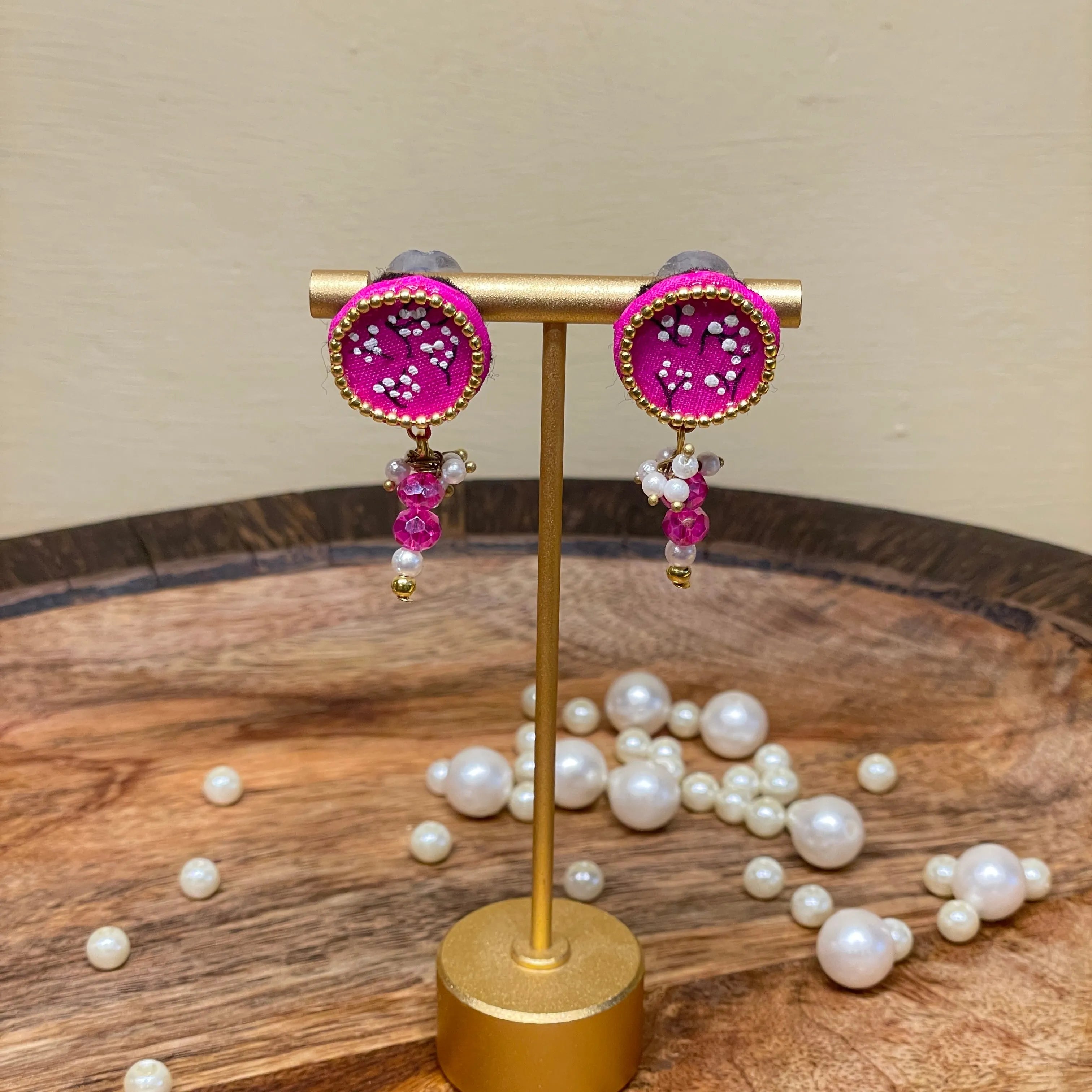 Coin Mini Classic Dark Pink Handmade Stud (Earrings) HP-ER- - KHOJ.CITY