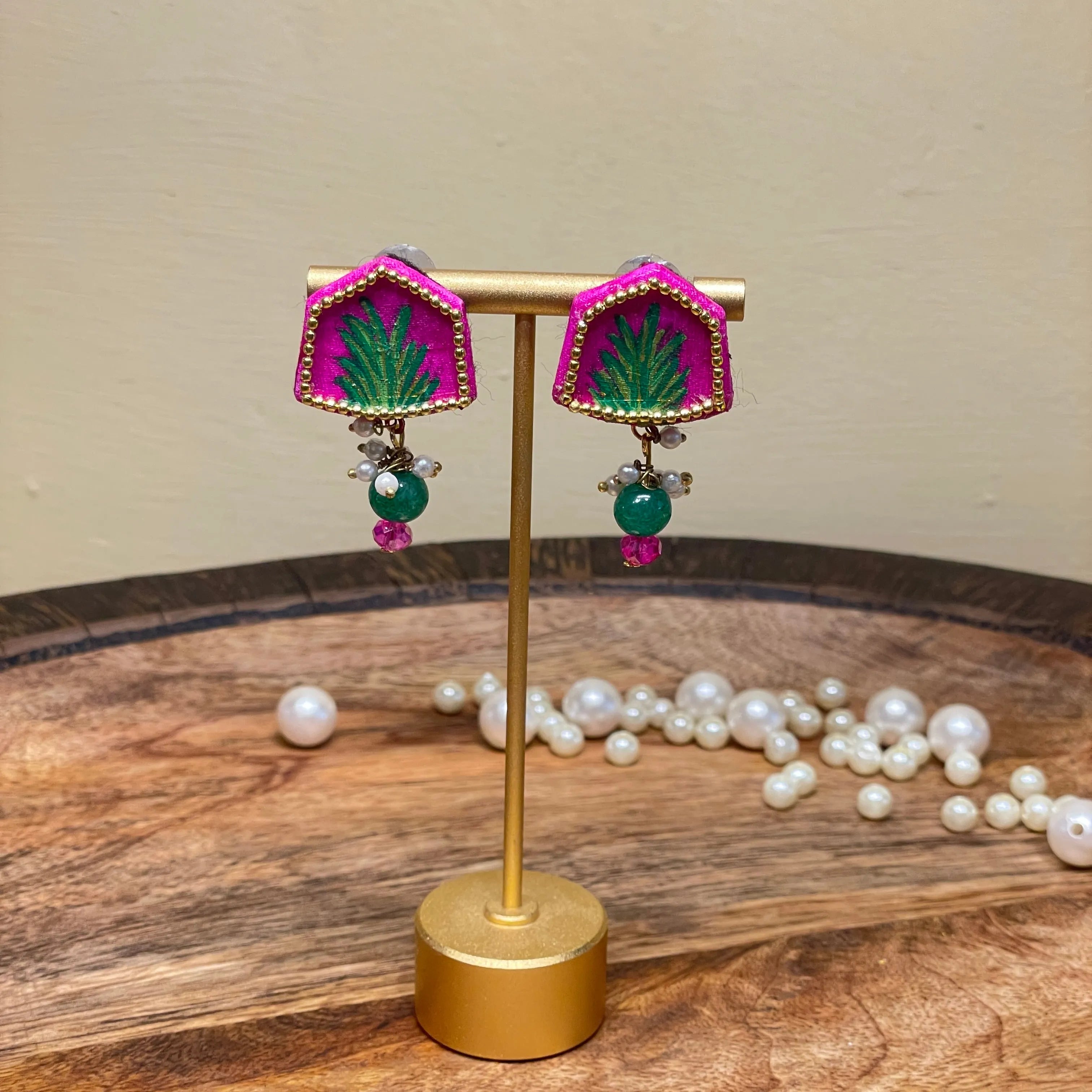 Reni Mini Classic Dark Pink Handmade Stud (Earrings) HP-ER- - KHOJ.CITY