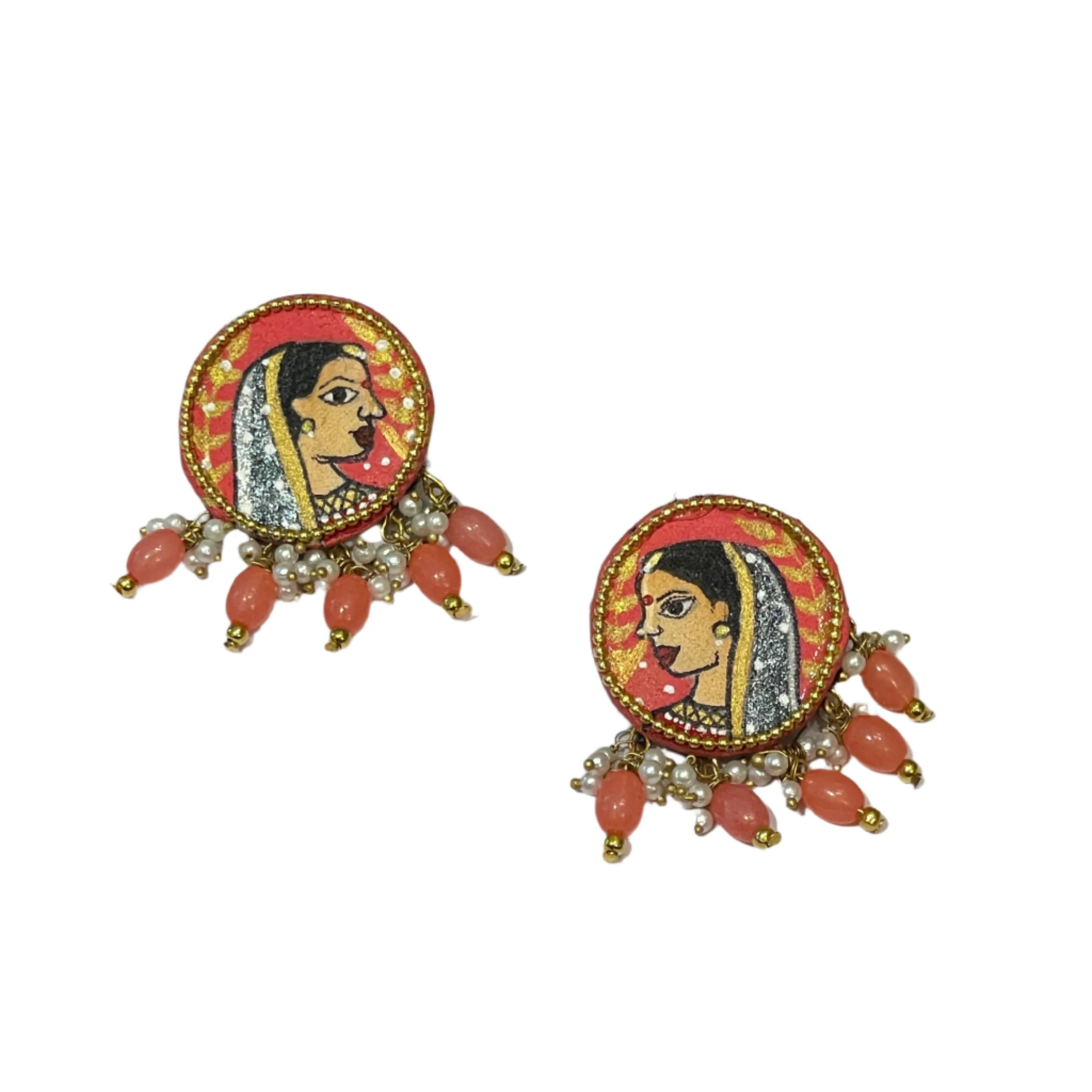 Mini Classic Multi Color Hand Painted Stud (Earrings) HP-ER-107 - KHOJ.CITY