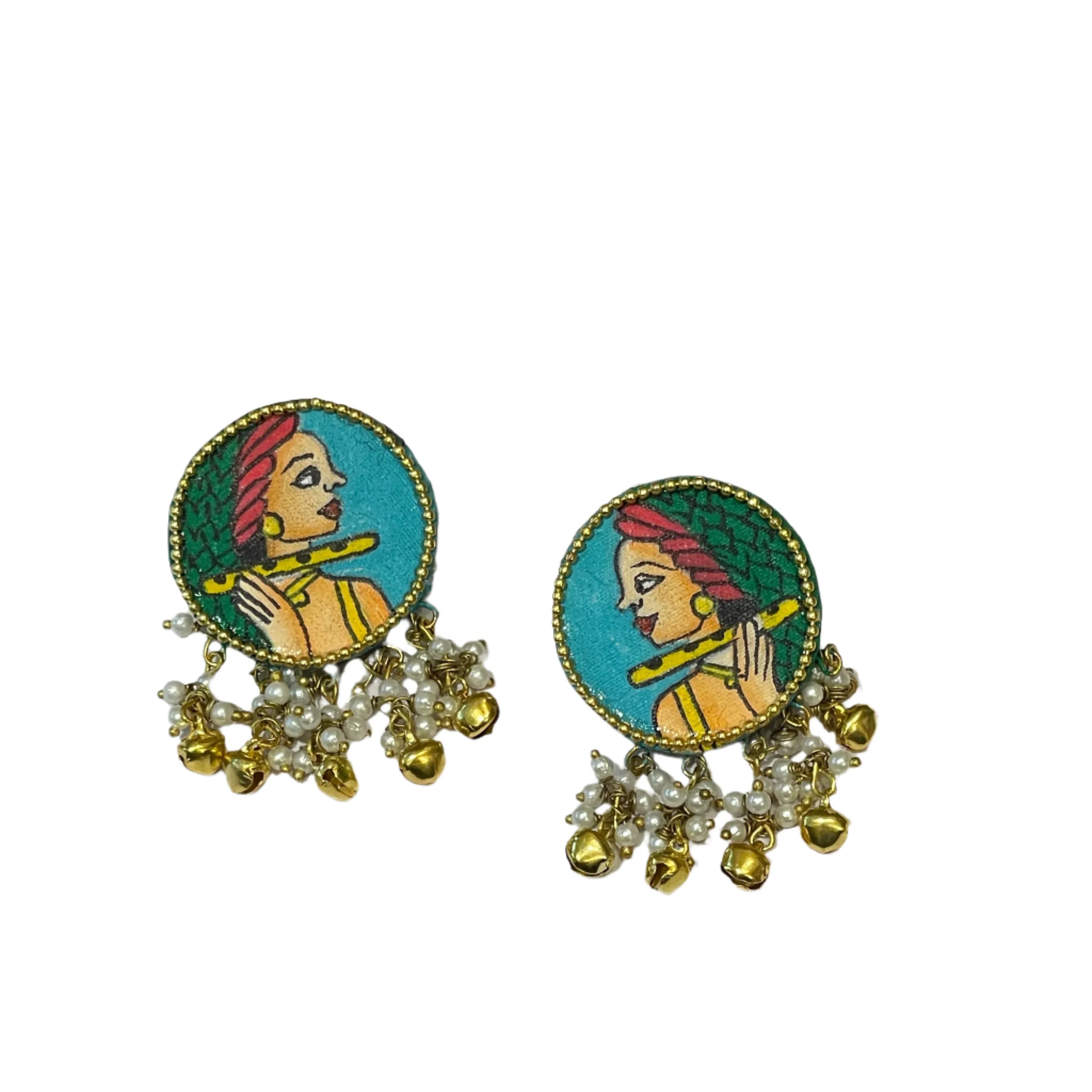 Mini Classic Multi Color Hand Painted Stud (Earrings) HP-ER-109 - KHOJ.CITY
