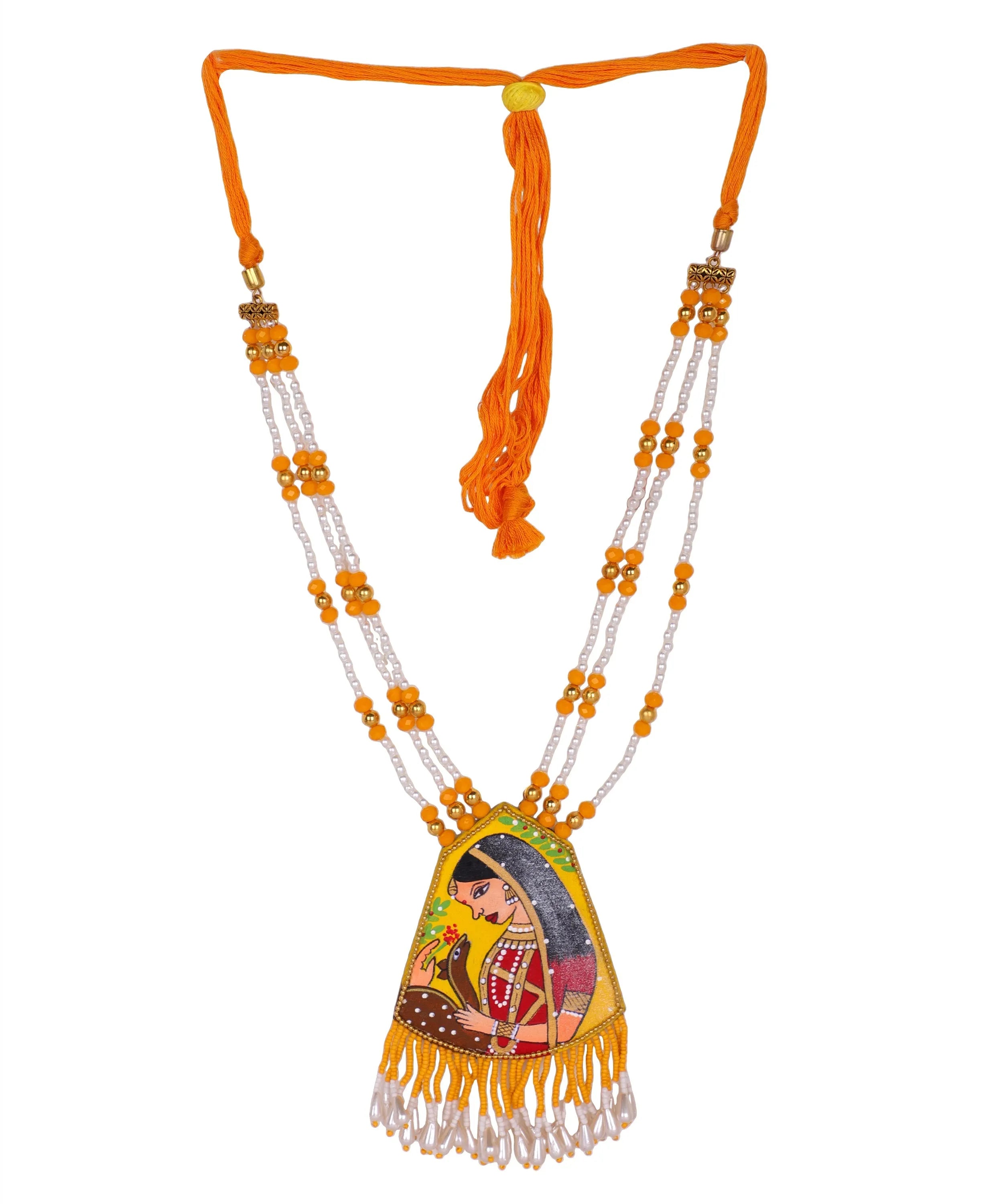 Mithila Haldi Classic Hand Painted (Necklace) HP-NP-064 - KHOJ.CITY