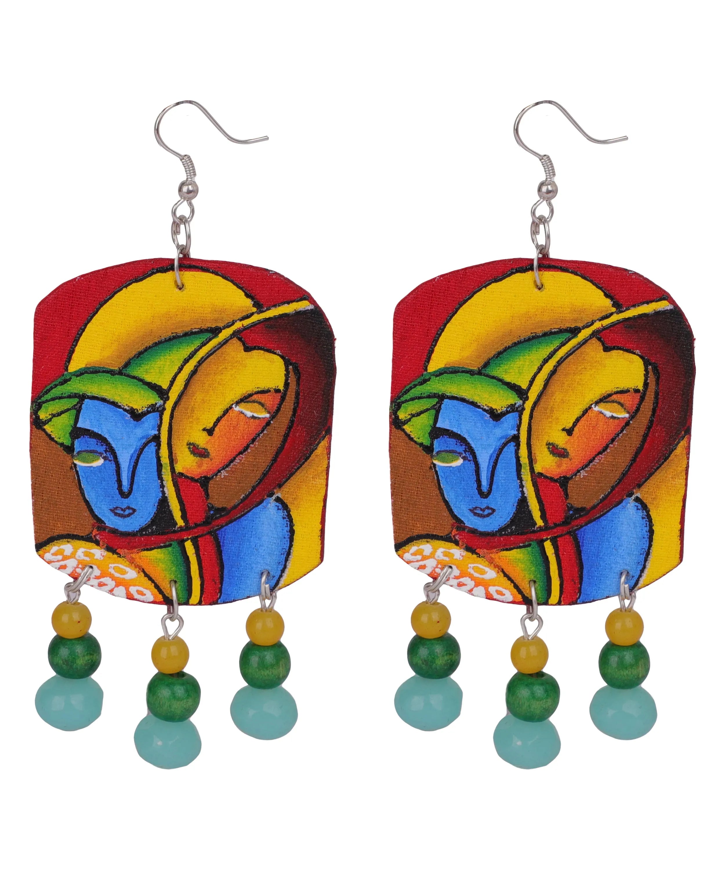 Modern Brij Ke Kanha Traditional Multi Color Hand Painted (Earrings) HP-ER-031 - KHOJ.CITY