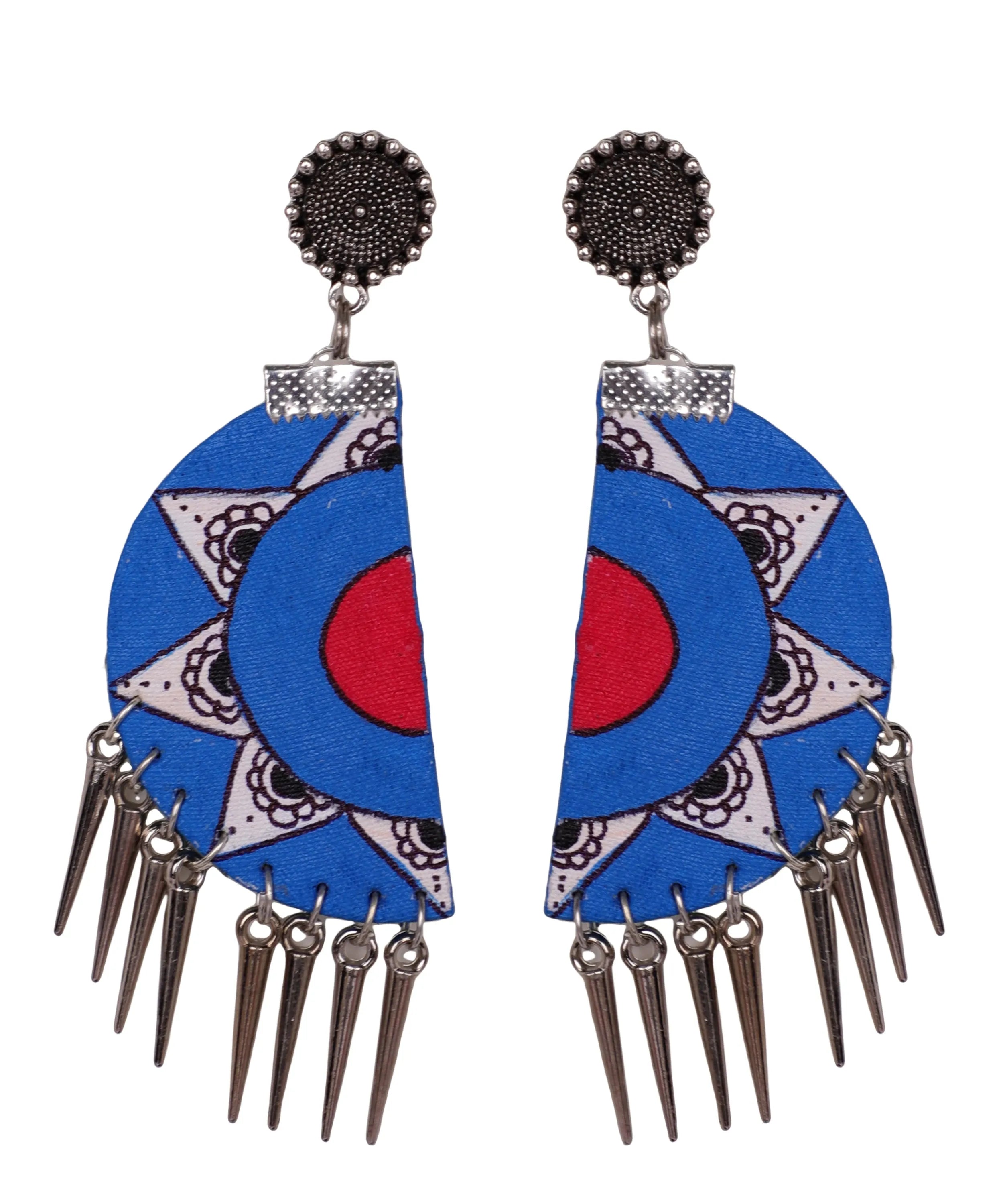 Moon Magic Traditional Multi Color Hand Painted Drop (Earrings) HP-ER-135 - KHOJ.CITY