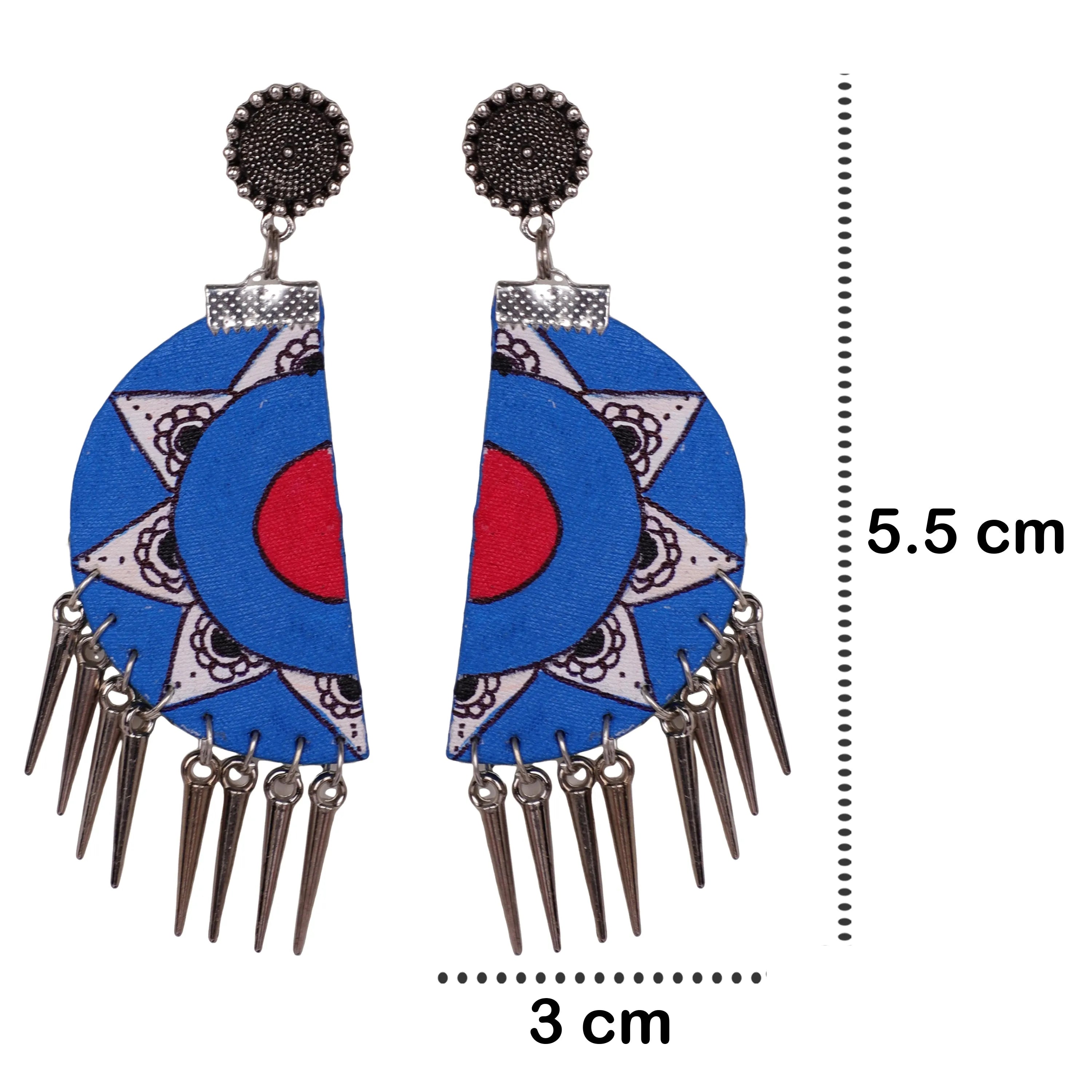 Moon Magic Traditional Multi Color Hand Painted Drop (Earrings) HP-ER-135 - KHOJ.CITY