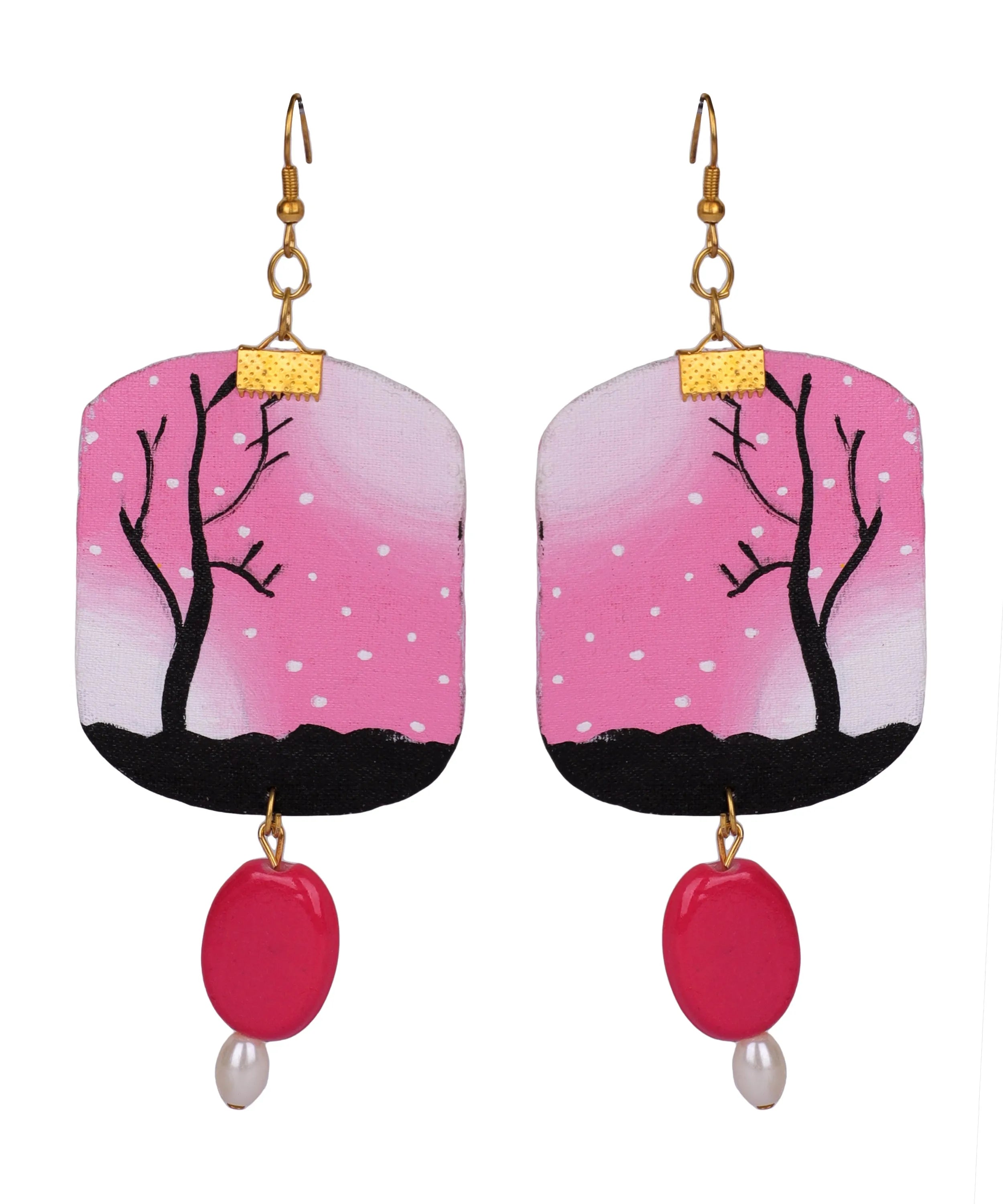Moonlit Traditional Multi Color Hand Painted Drop (Earrings) HP-ER-136 - KHOJ.CITY
