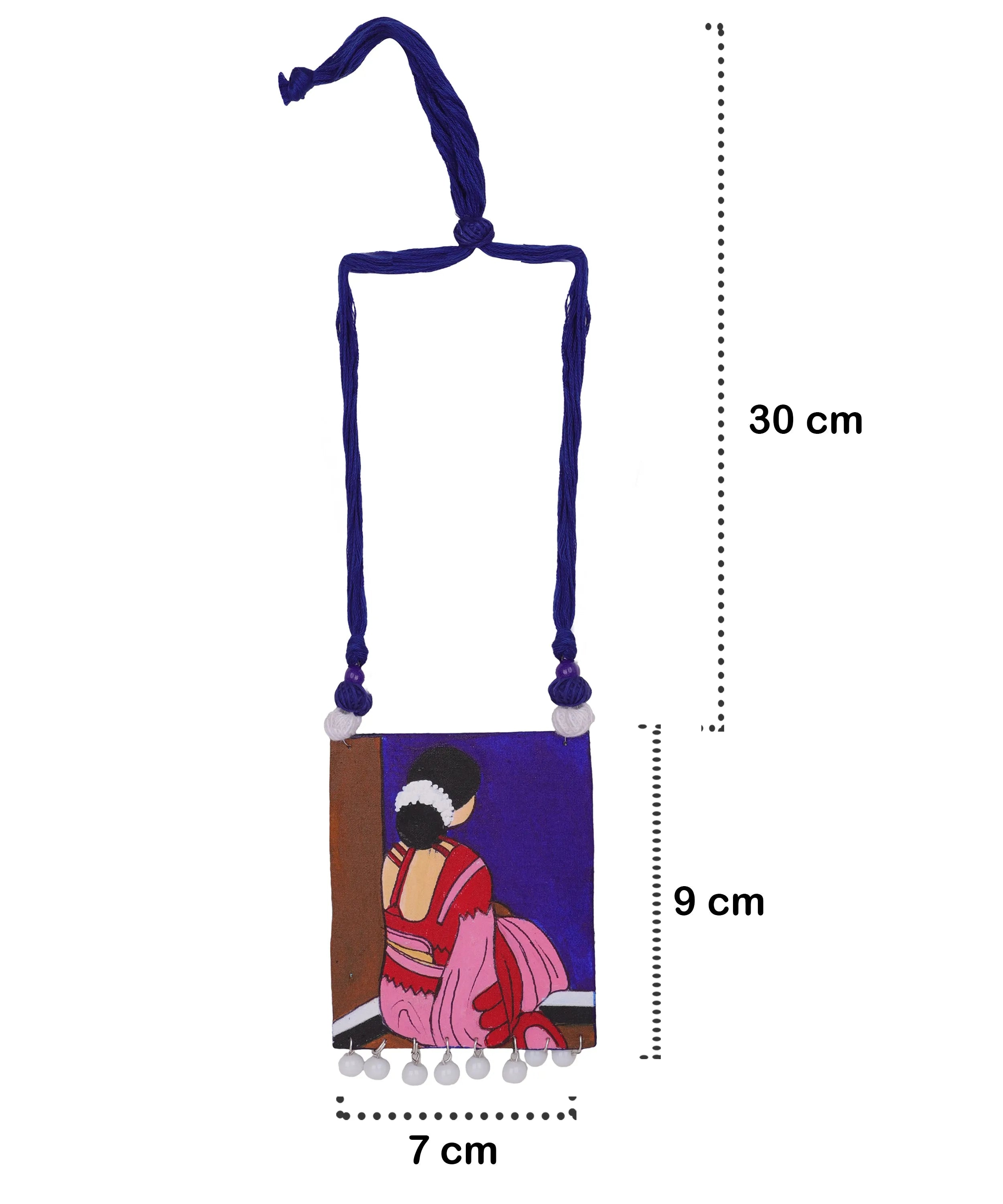 Abstract Bohemian Blue Hand Painted (Necklace) HP-NP-166 - KHOJ.CITY