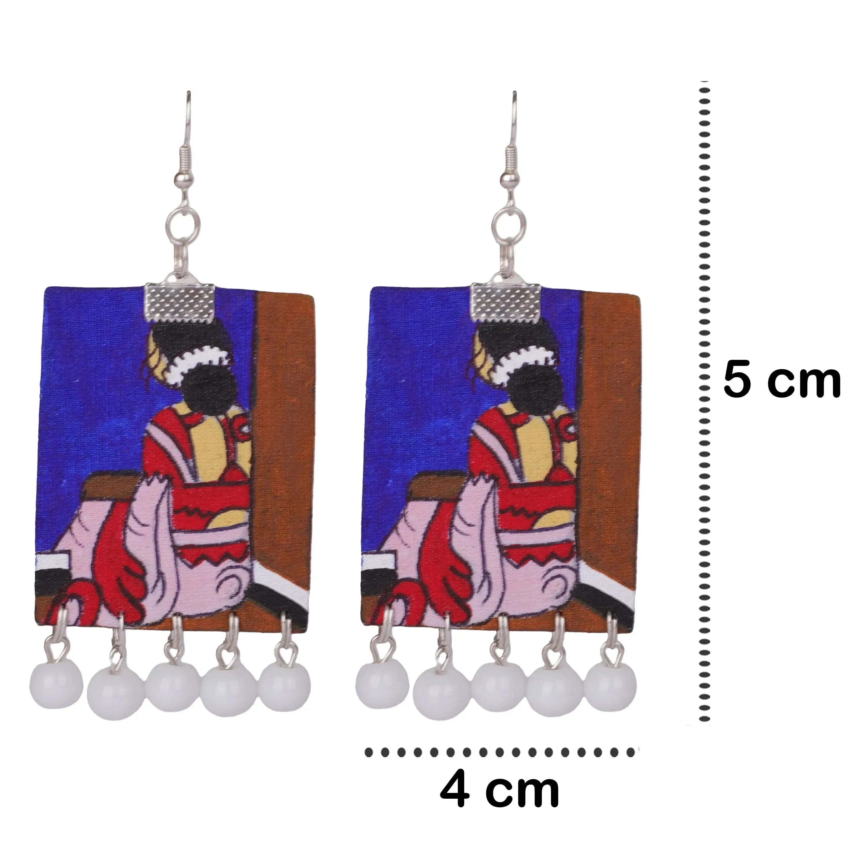 Abstract Bohemian Blue Hand Painted (Necklace Set) HP-NP-167 - KHOJ.CITY