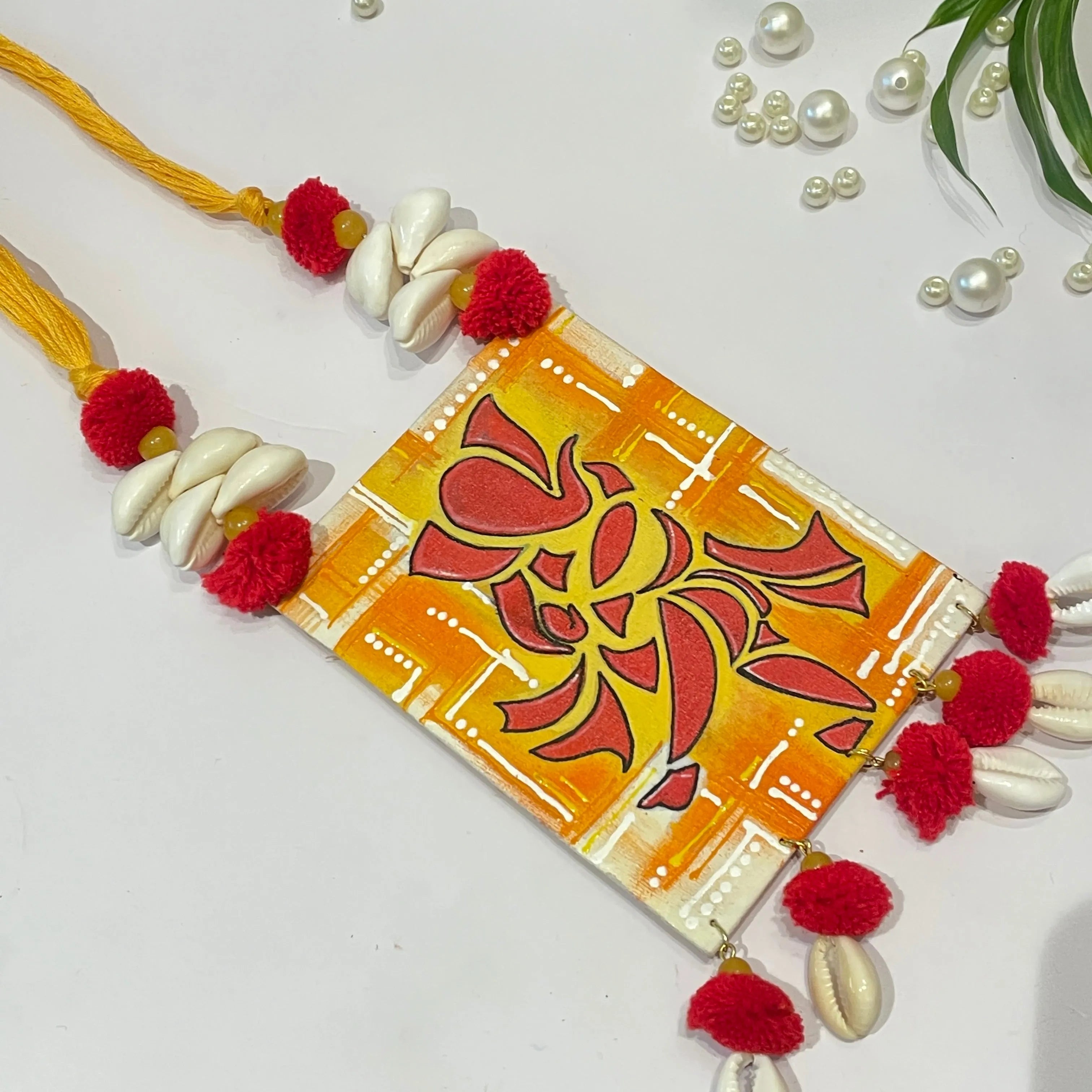 Taandav Mumbai Cha Ganesha Traditional Multi Color Hand Painted (Necklace) HP-NP-146 - KHOJ.CITY