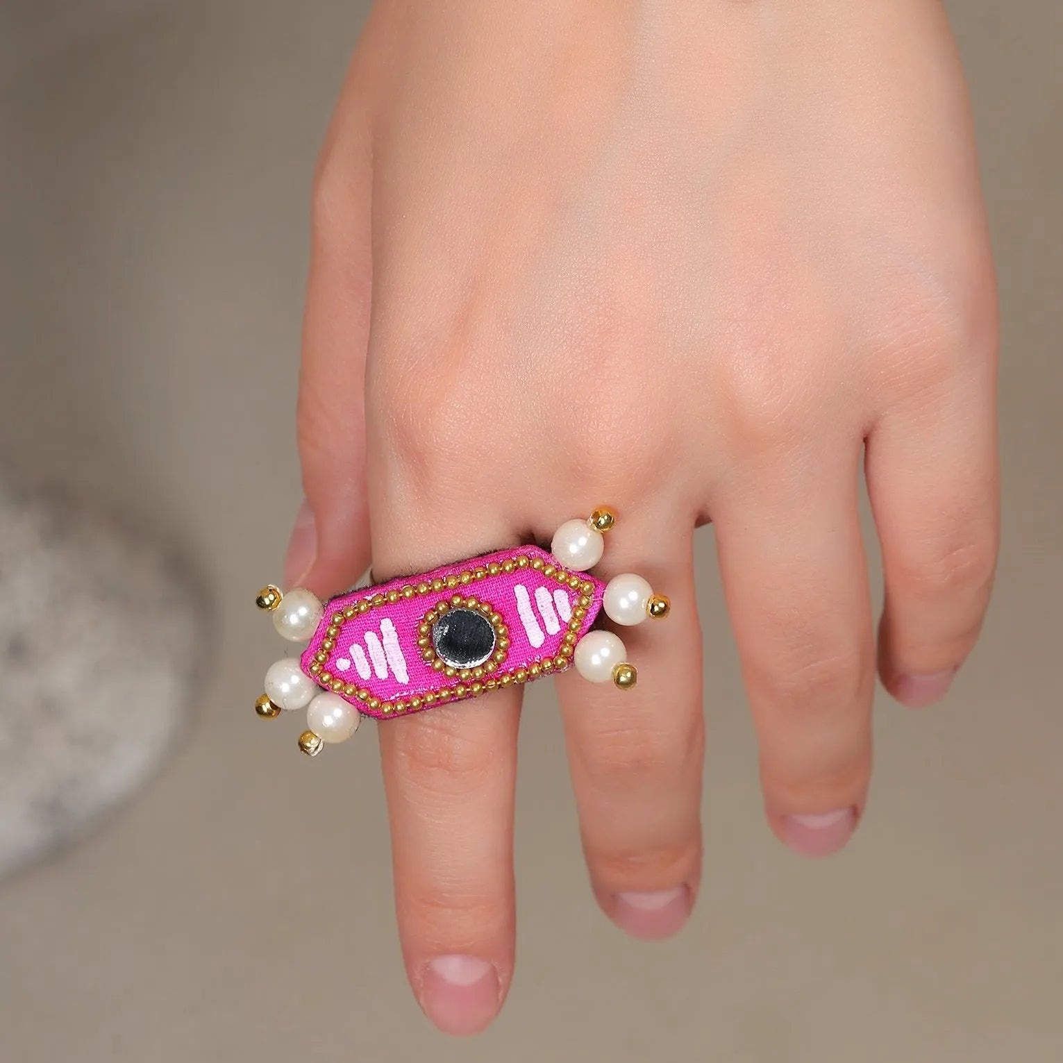 Nalini Classic Multi Color Hand Painted (Ring) HP-RG-001 - KHOJ.CITY