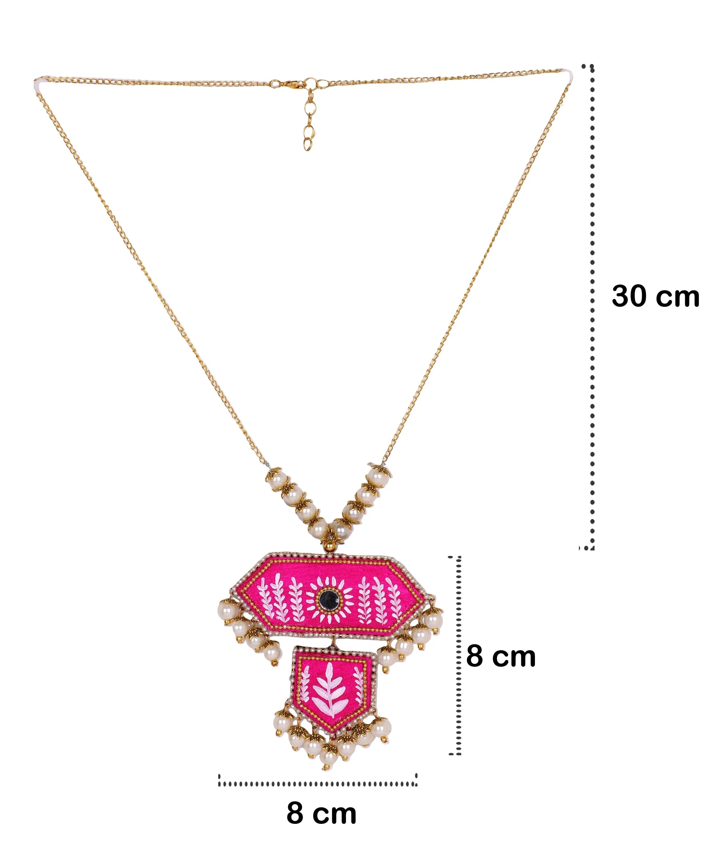 Nalini Traditional Dark Pink Hand Painted Drop (Necklace) HP-NP-197 - KHOJ.CITY