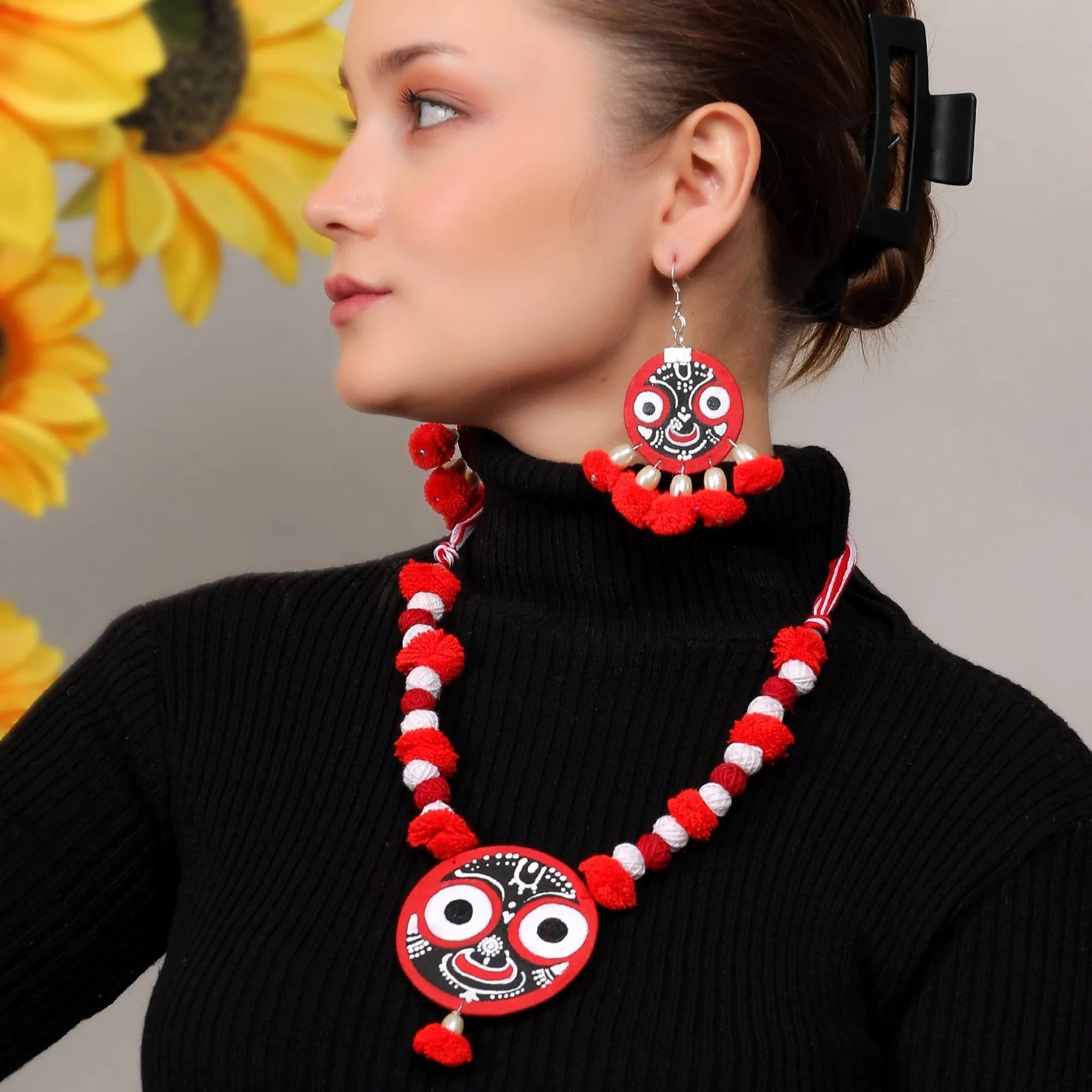 Narayana Jagannath Traditional Multi Color Hand Painted (Necklace Set) HP-NP-198 - KHOJ.CITY