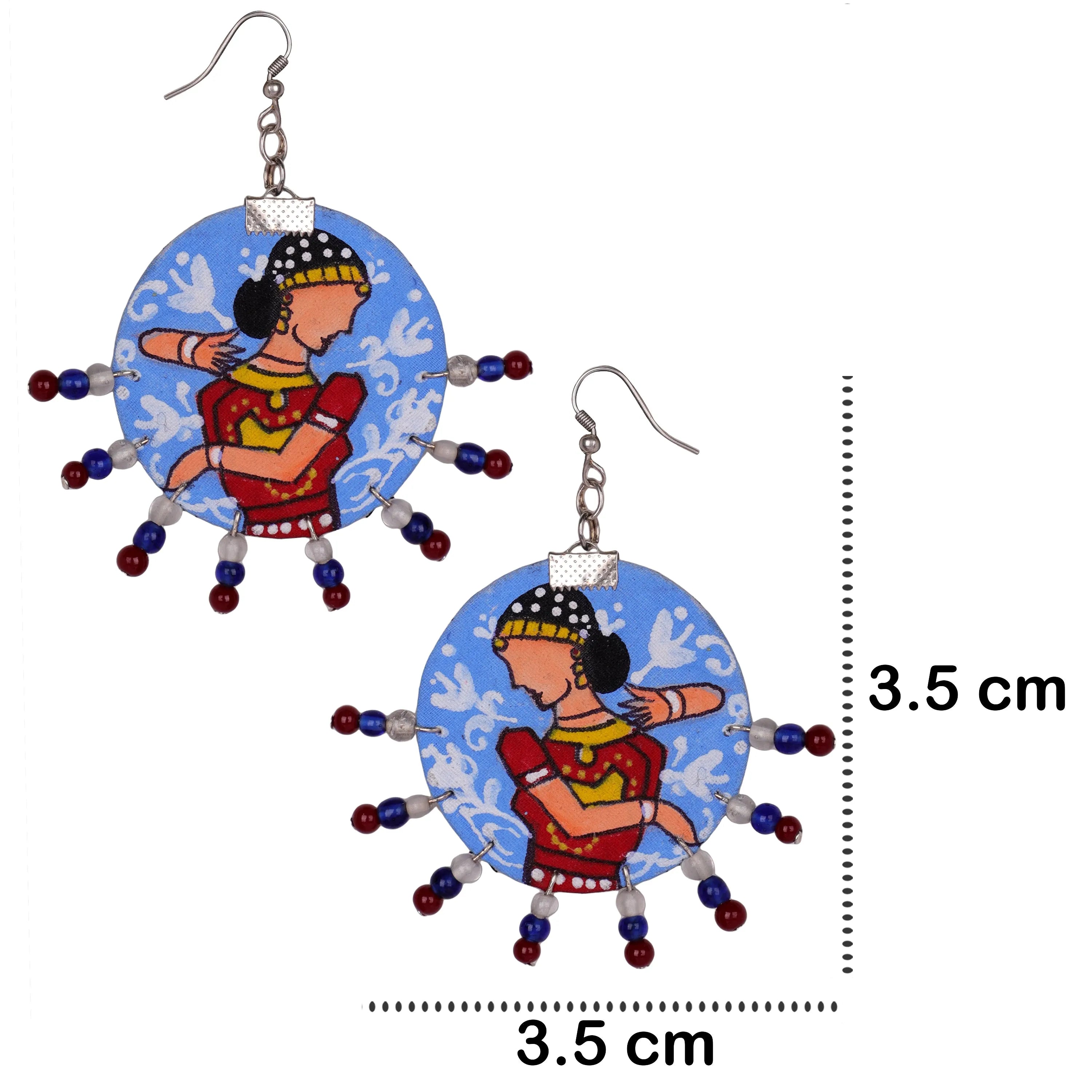 Natyam Traditional Multi Color Hand Painted Drop (Earrings) HP-ER-143 - KHOJ.CITY