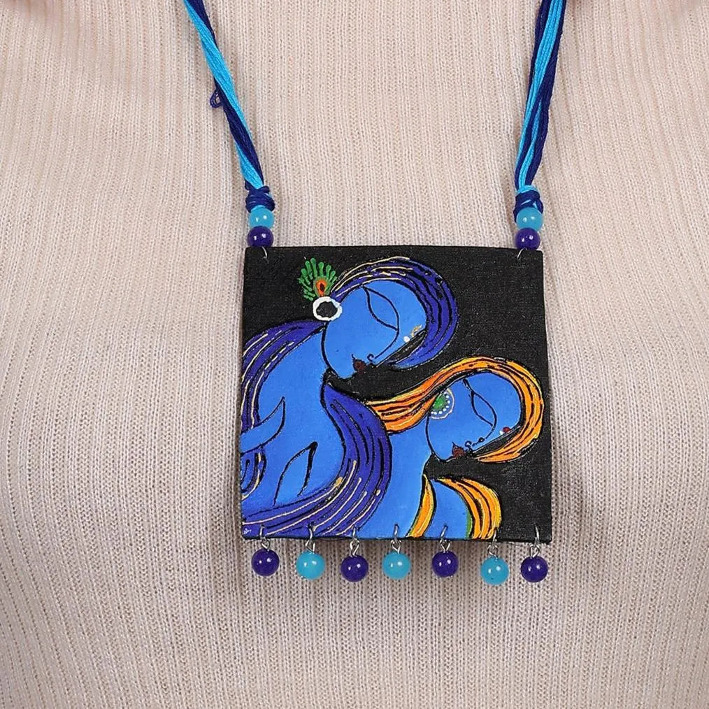 Neelesh Brij Ke Kanha Traditional Multi Color Hand Painted (Necklace Set) HP-NP-199 - KHOJ.CITY