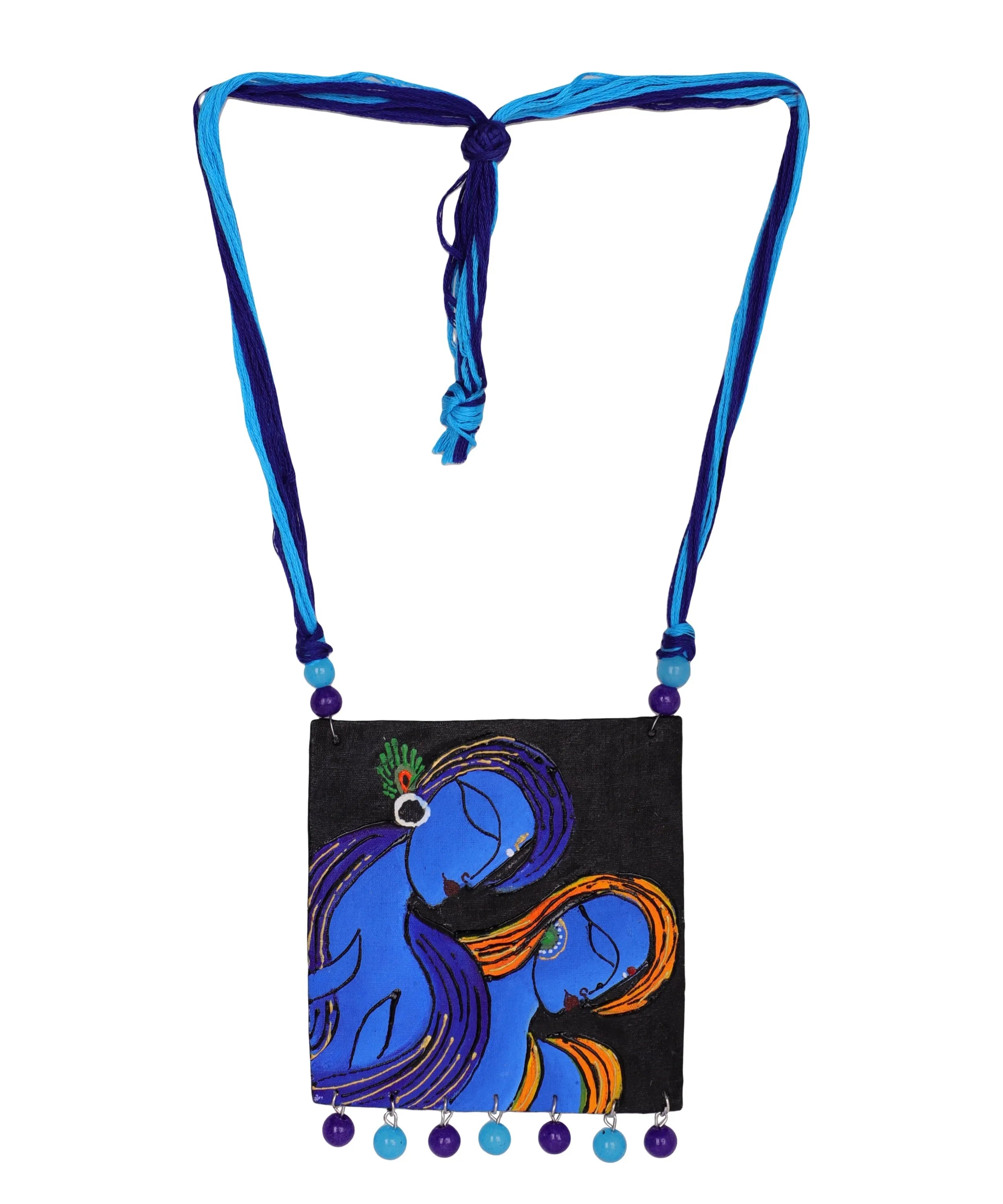 Neelesh Brij Ke Kanha Traditional Multi Color Hand Painted (Necklace) HP-NP-015 - KHOJ.CITY