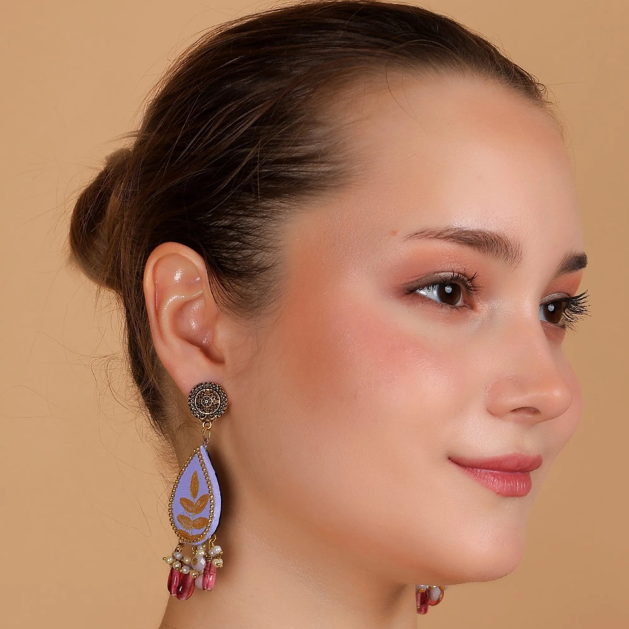 Nishant Classic Lavender Hand Painted (Earring) HP-ER-265 - KHOJ.CITY