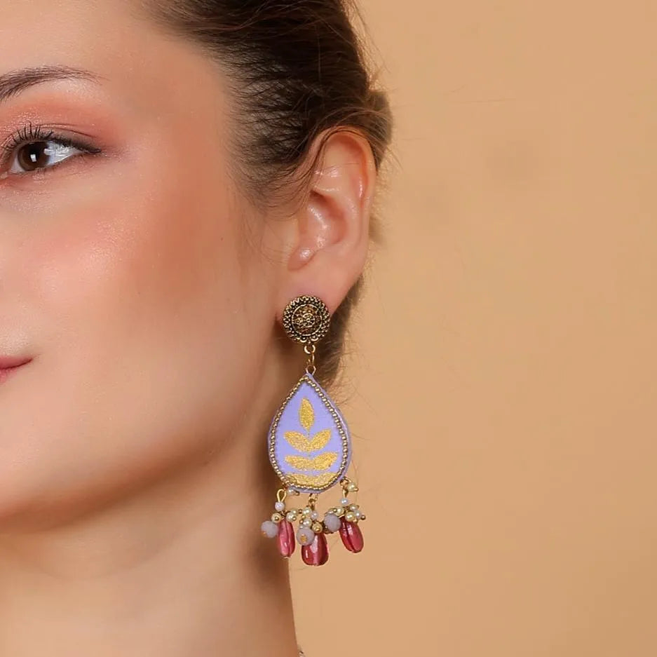Nishant Classic Lavender Hand Painted (Earring) HP-ER-265 - KHOJ.CITY