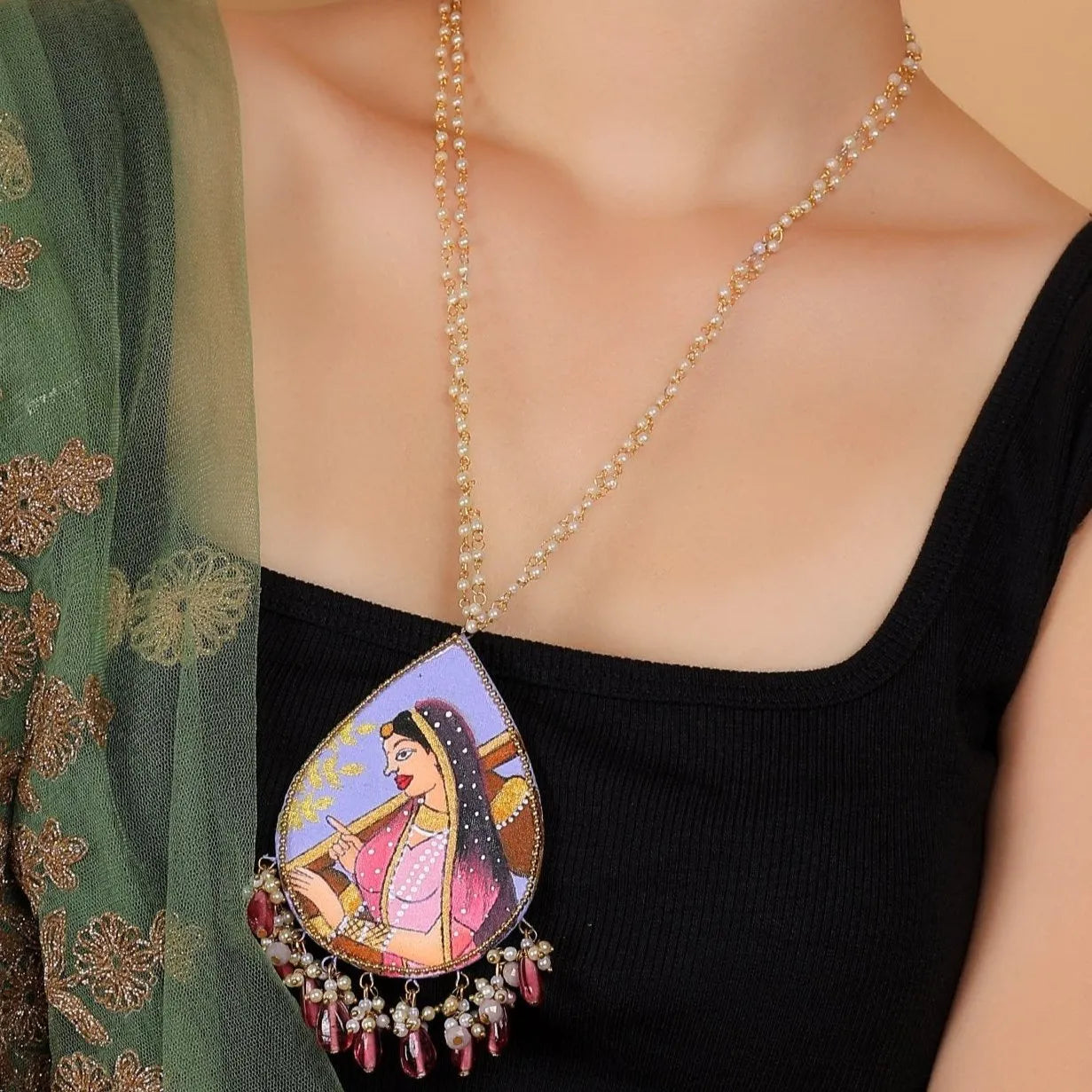 Nishant Classic Lavender Hand Painted (Necklace) HP-NP-200 - KHOJ.CITY