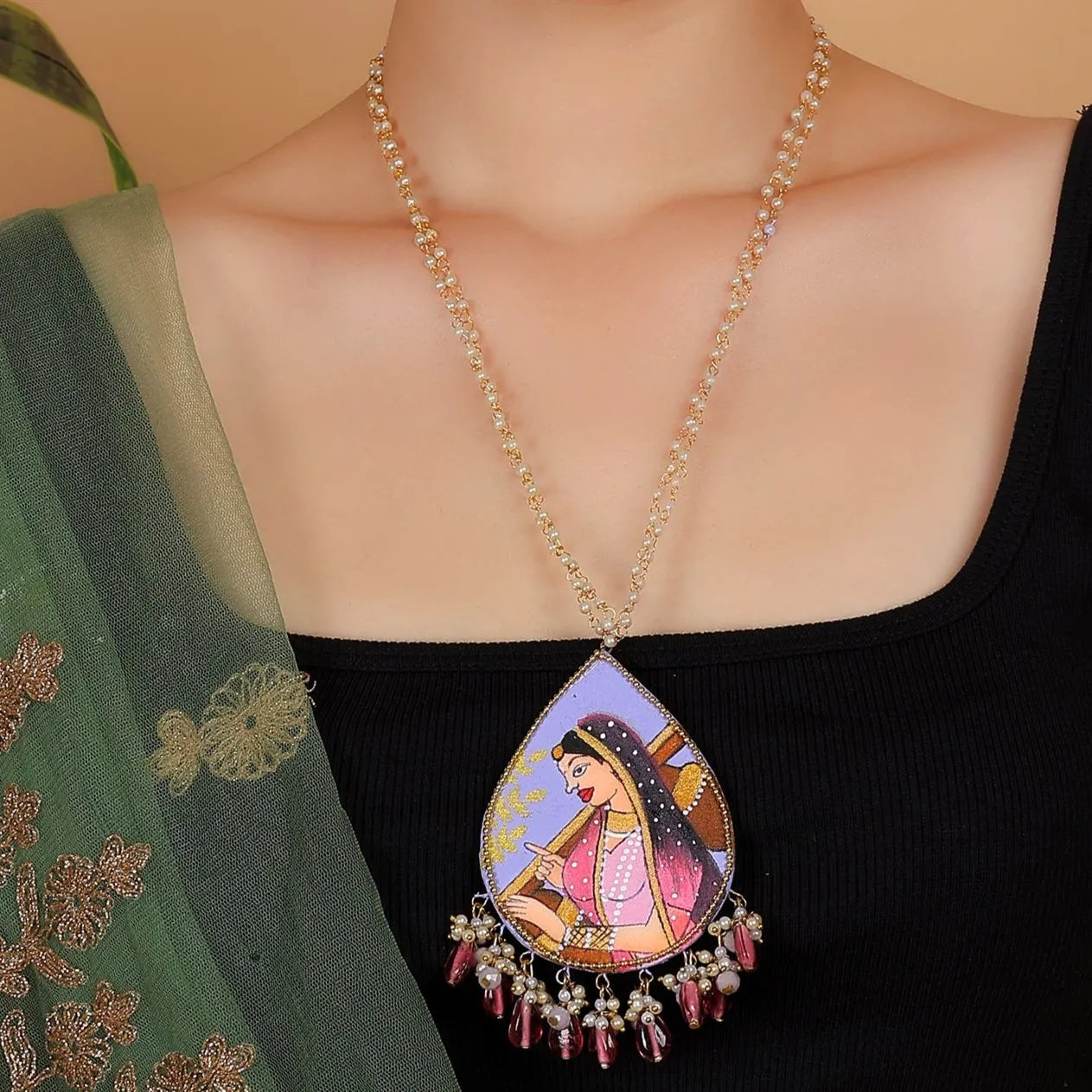 Nishant Classic Lavender Hand Painted (Necklace) HP-NP-200 - KHOJ.CITY