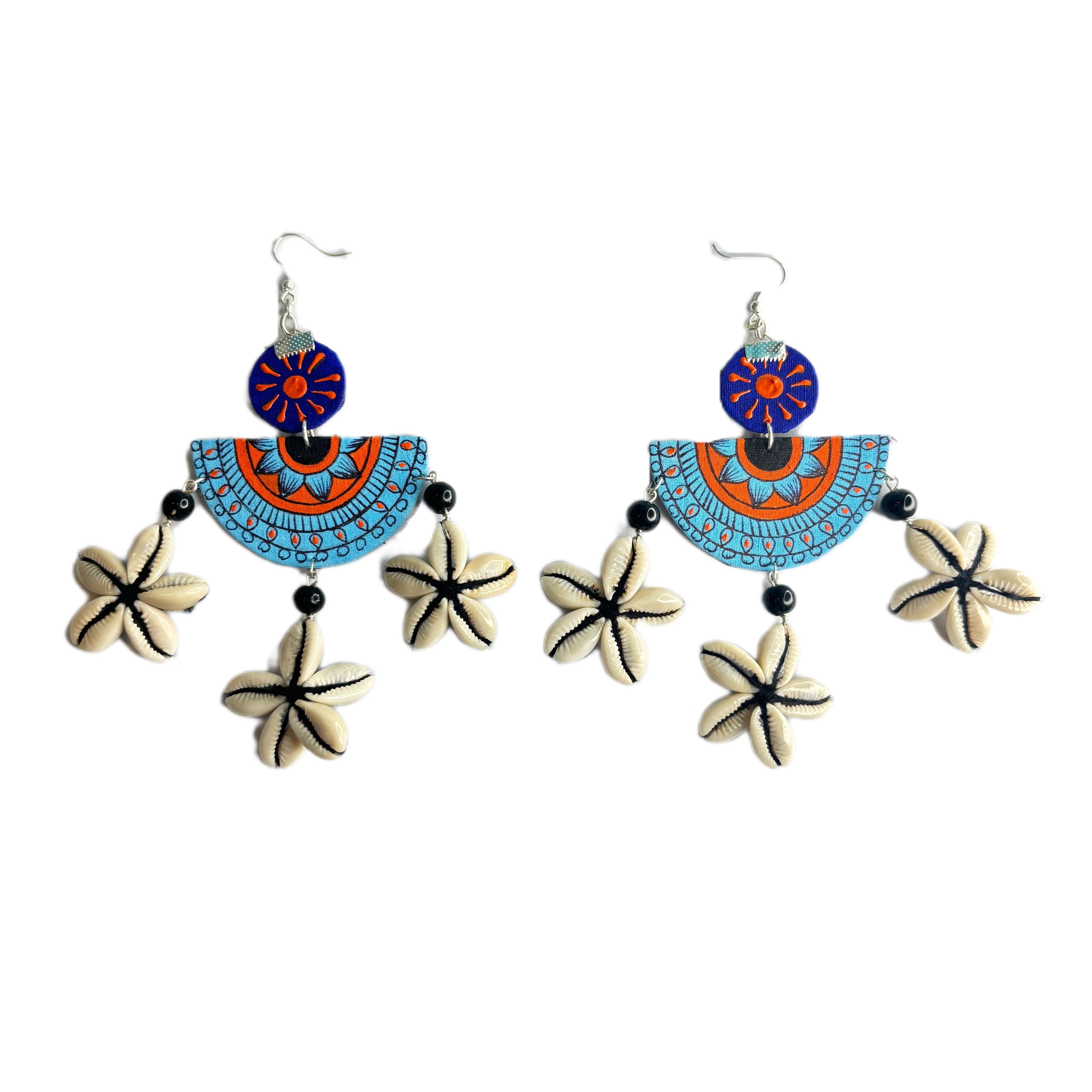 Ocean Light Bohemian Multi Color Hand Painted Drop (Earrings) HP-ER-149 - KHOJ.CITY