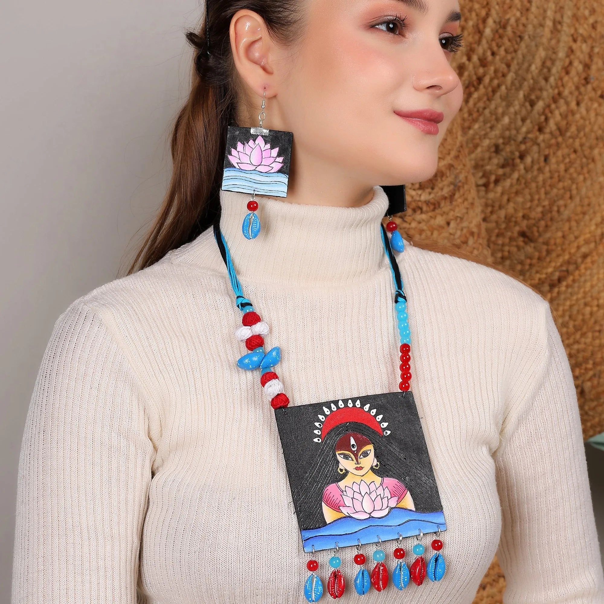 Padmavati Classic Multi Color Hand Painted (Necklace Set) HP-NP-201 - KHOJ.CITY