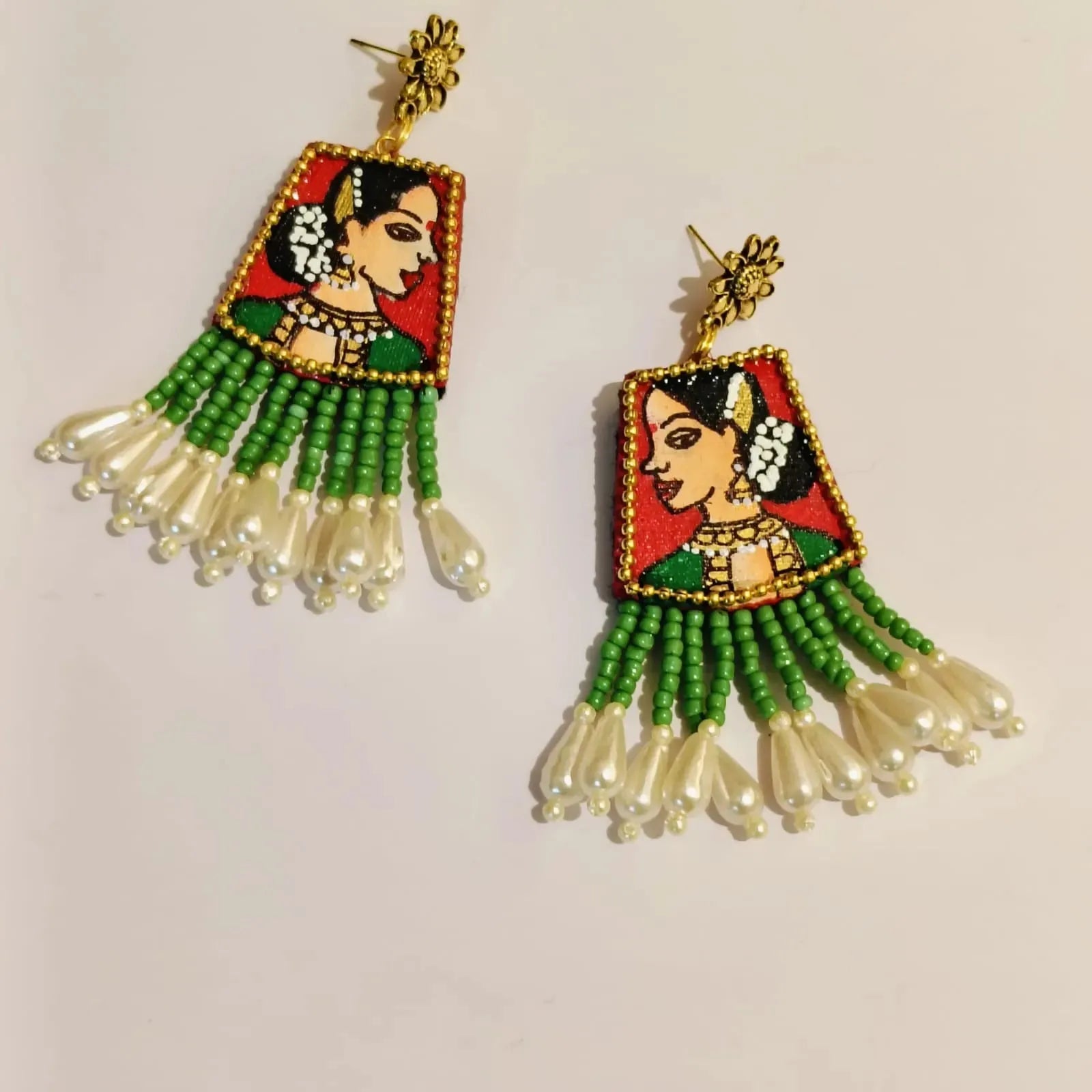 Padmini Traditional Red Hand Painted Drop (Earrings) HP-ER-