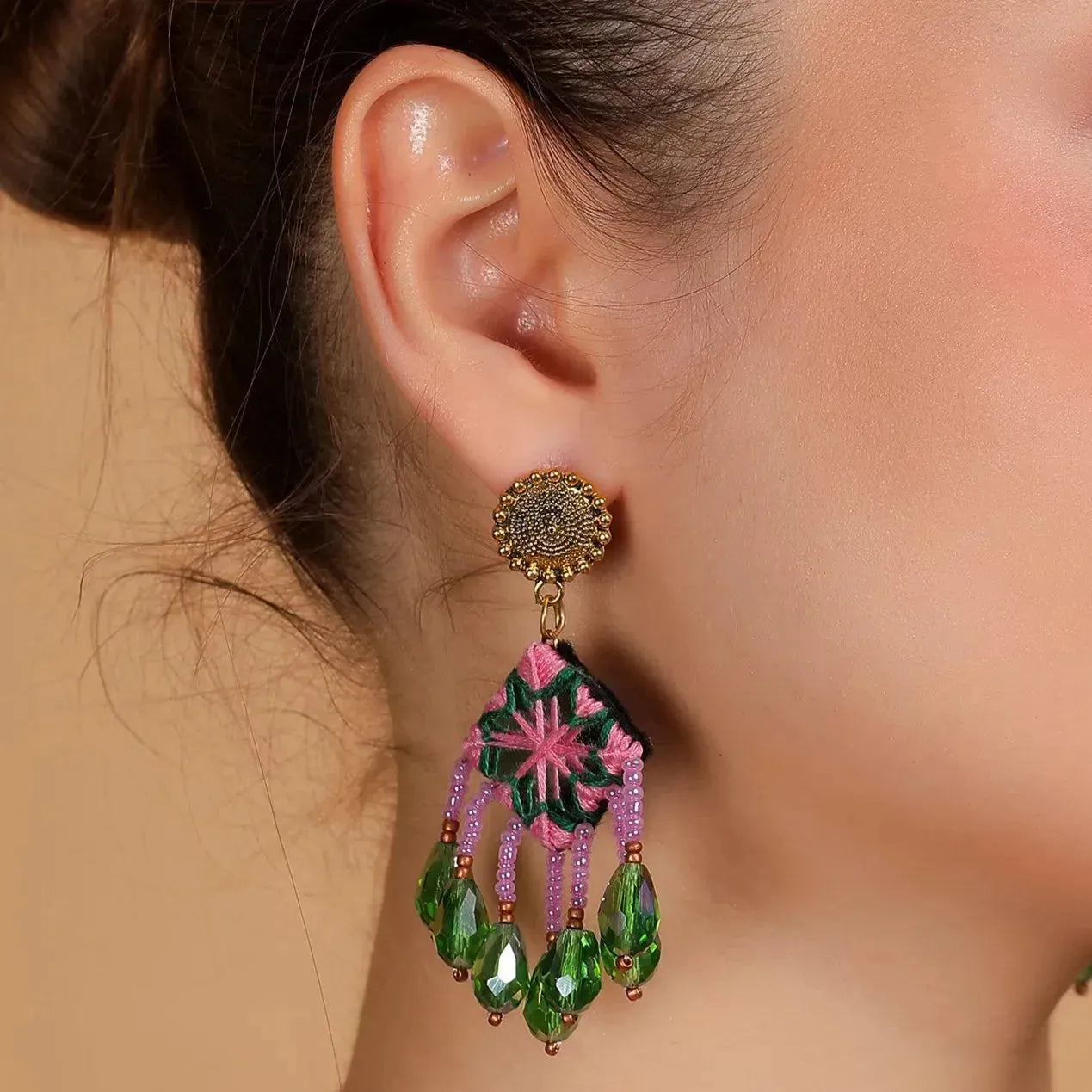 Patalah Mirror Classic Multi Color Handmade Jewelry (Earring)- HM-ER-267 - KHOJ.CITY