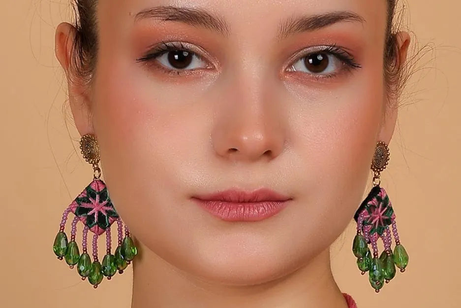 Patalah Mirror Classic Multi Color Handmade Jewelry (Earring)- HM-ER-267 - KHOJ.CITY