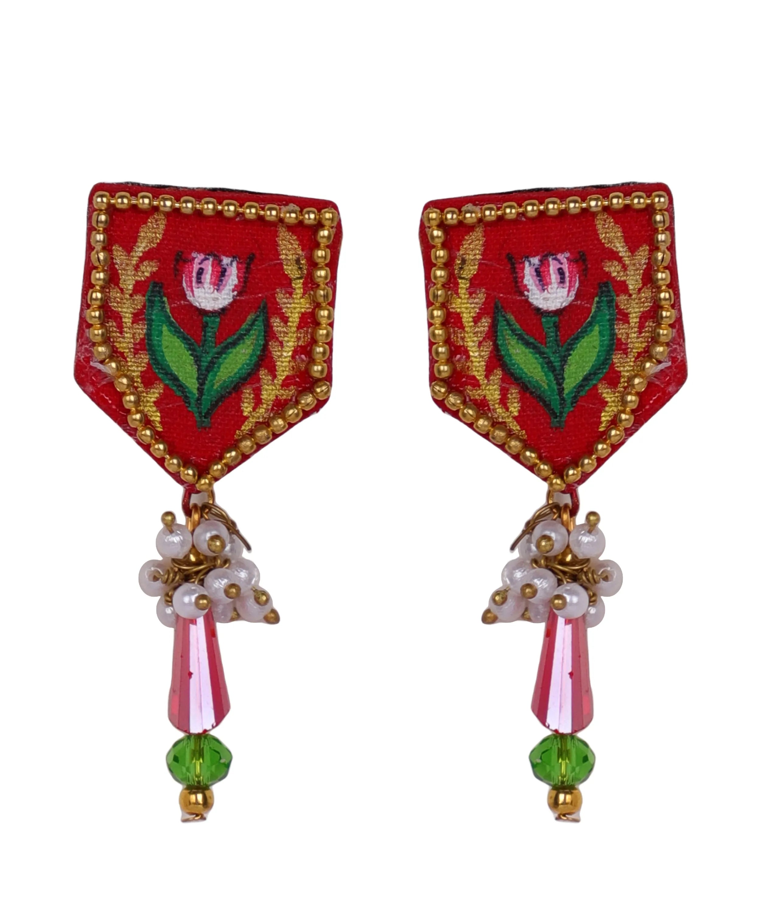 Penta Mini Classic Red Handmade Stud (Earrings) HP-ER- - KHOJ.CITY