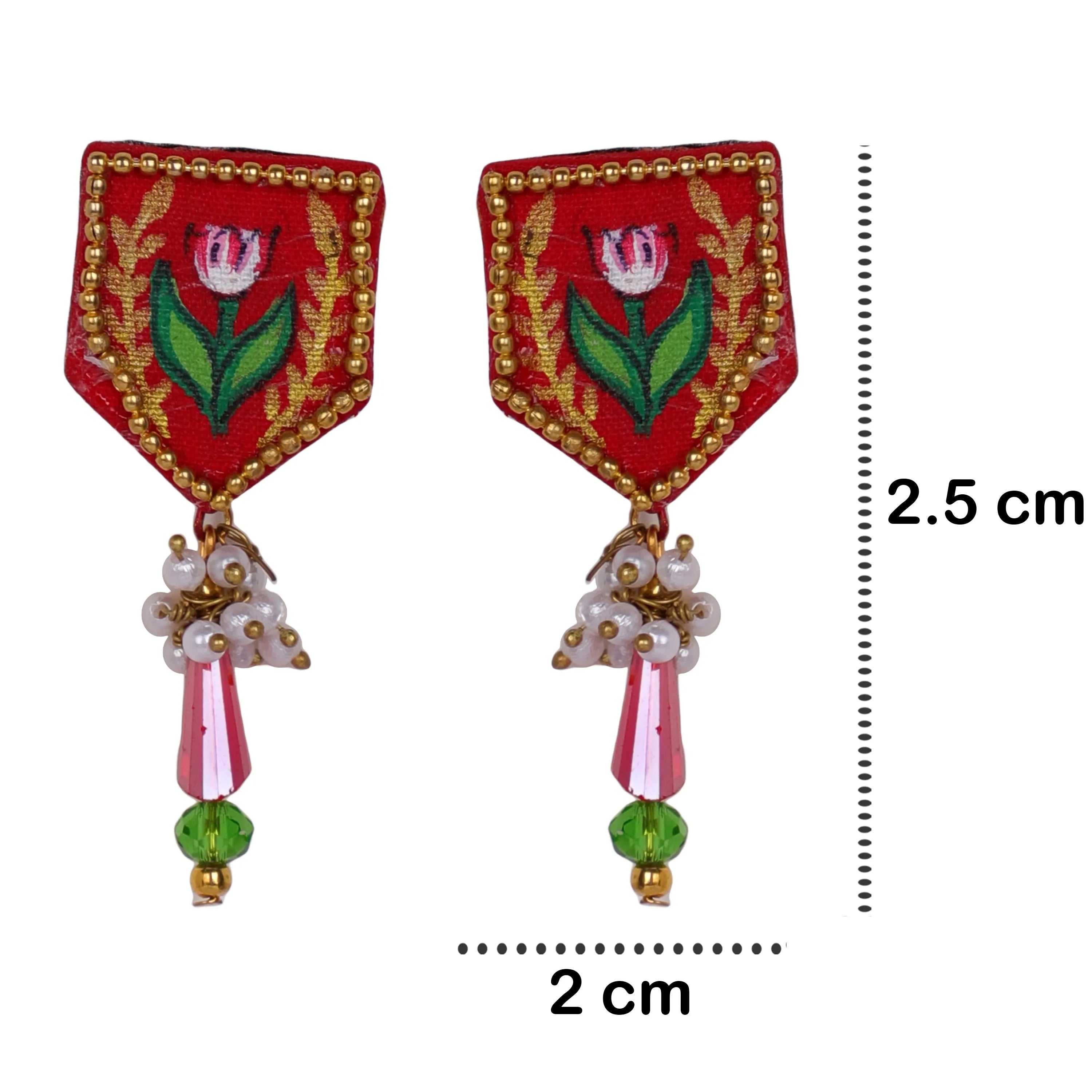 Penta Mini Classic Red Handmade Stud (Earrings) HP-ER- - KHOJ.CITY