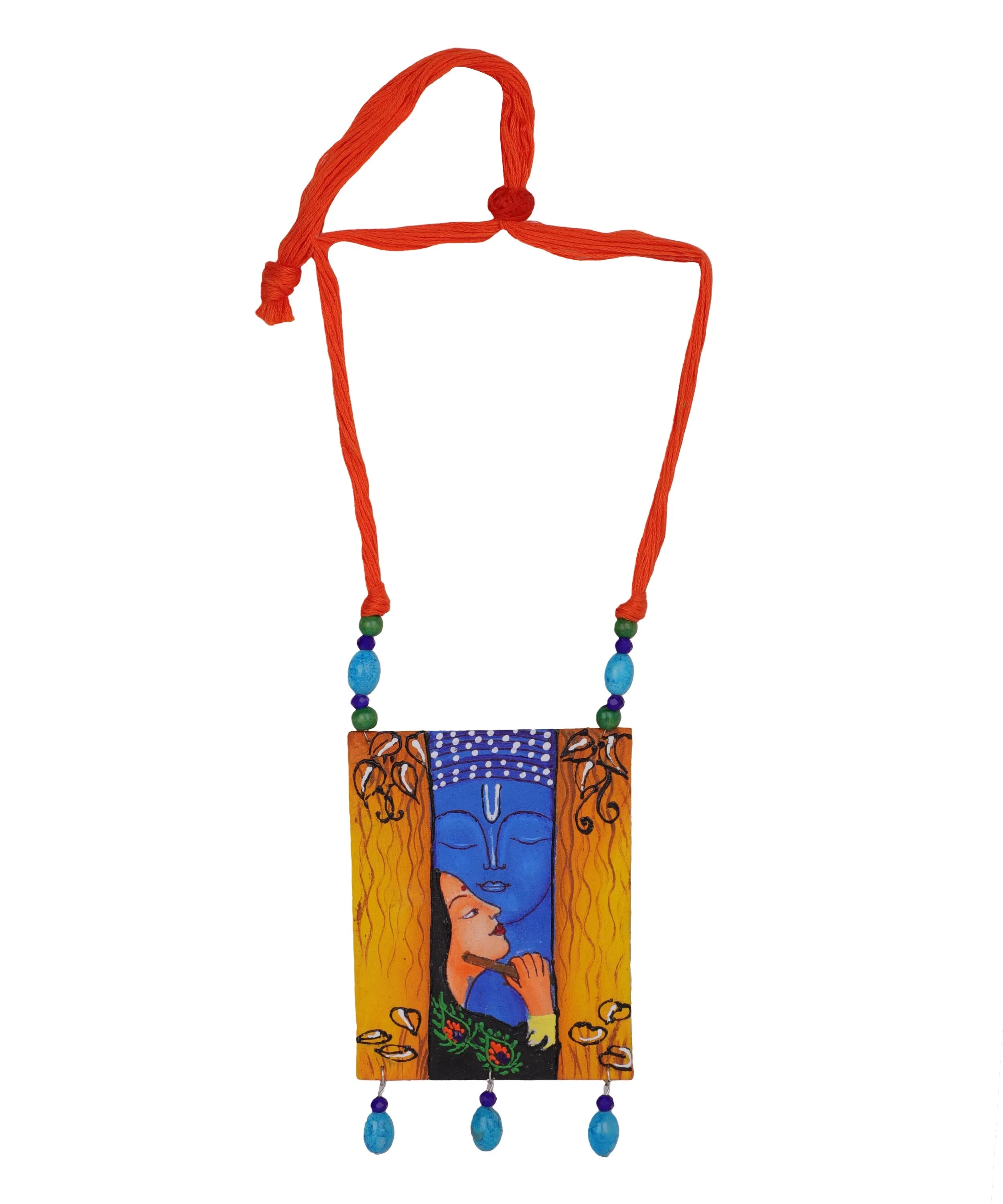 Prem Brij Ke Kanha Traditional Multi Color Hand Painted (Necklace Set) HP-NP-202 - KHOJ.CITY