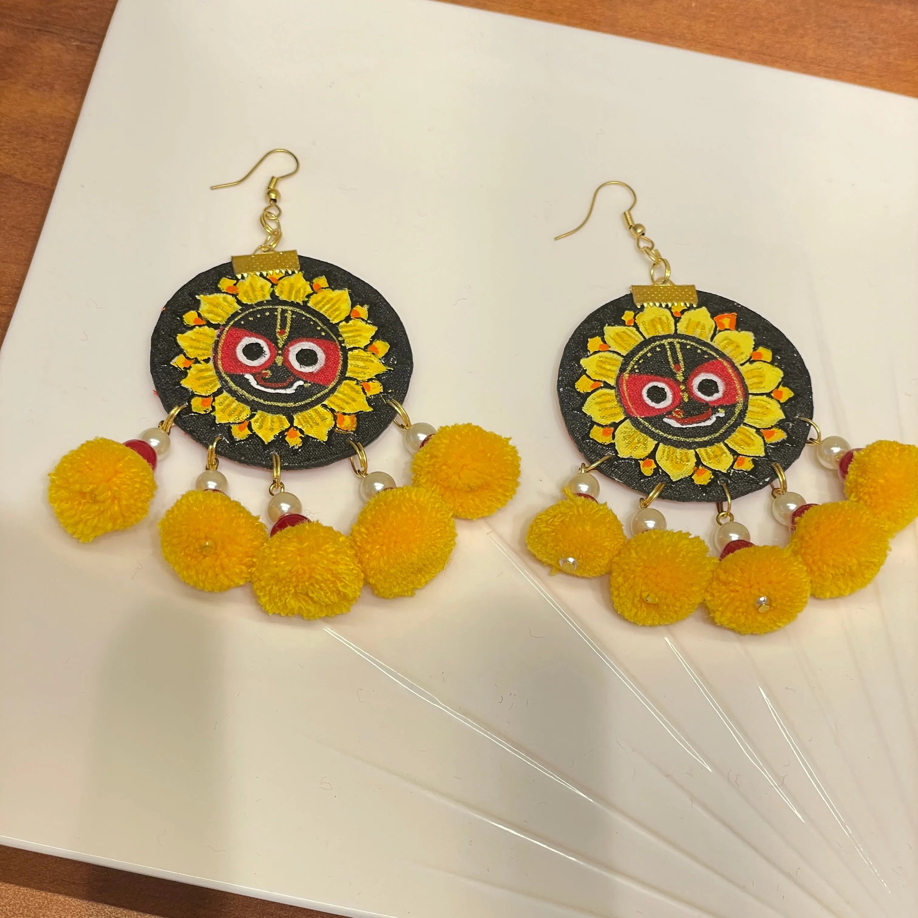 Sri Puri Jagannath Traditional Multi Color Hand Painted Drop (Earrings) HP-ER-156 - KHOJ.CITY