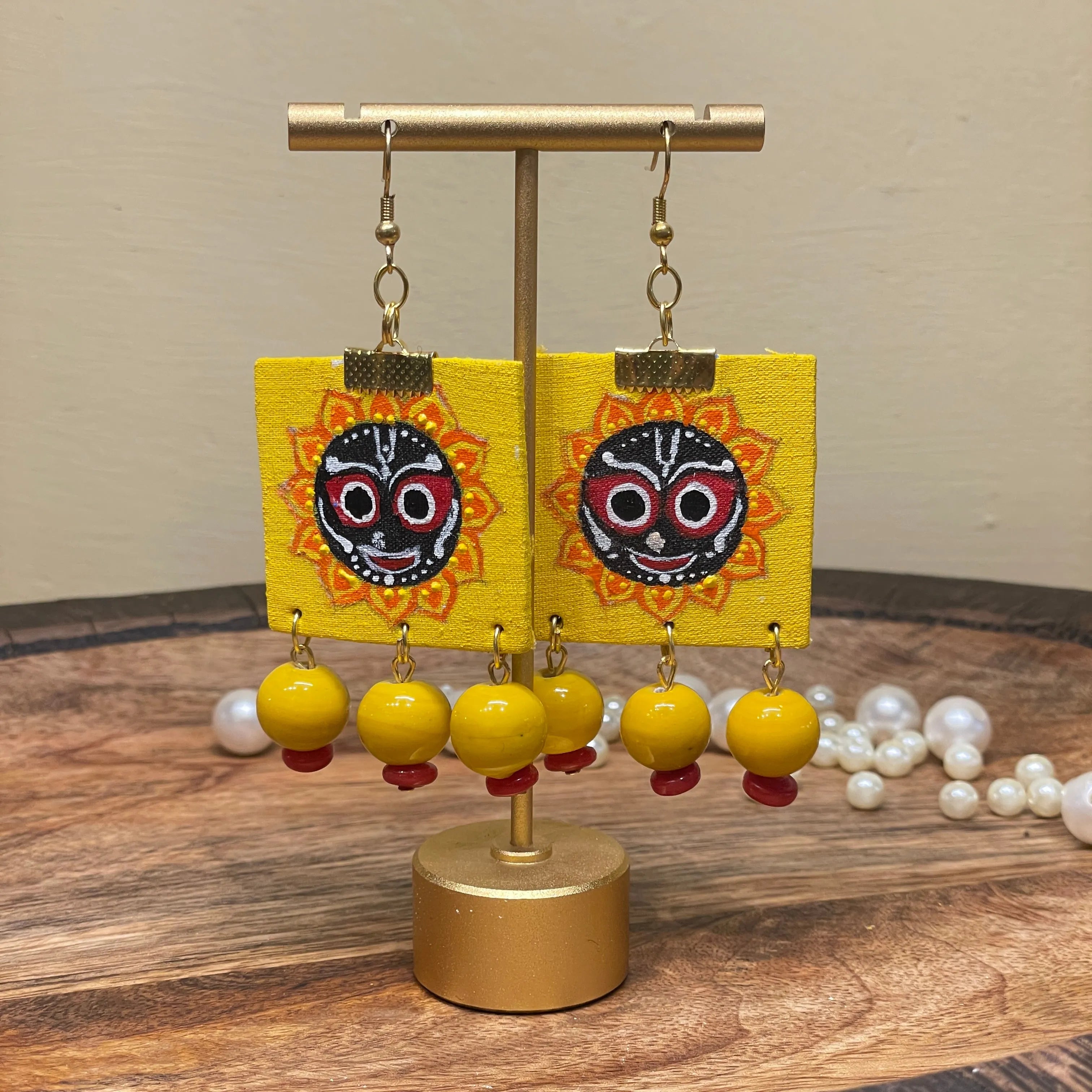 Deva Puri Jagannath Traditional Multi Color Hand Painted Drop (Earrings) HP-ER-159 - KHOJ.CITY