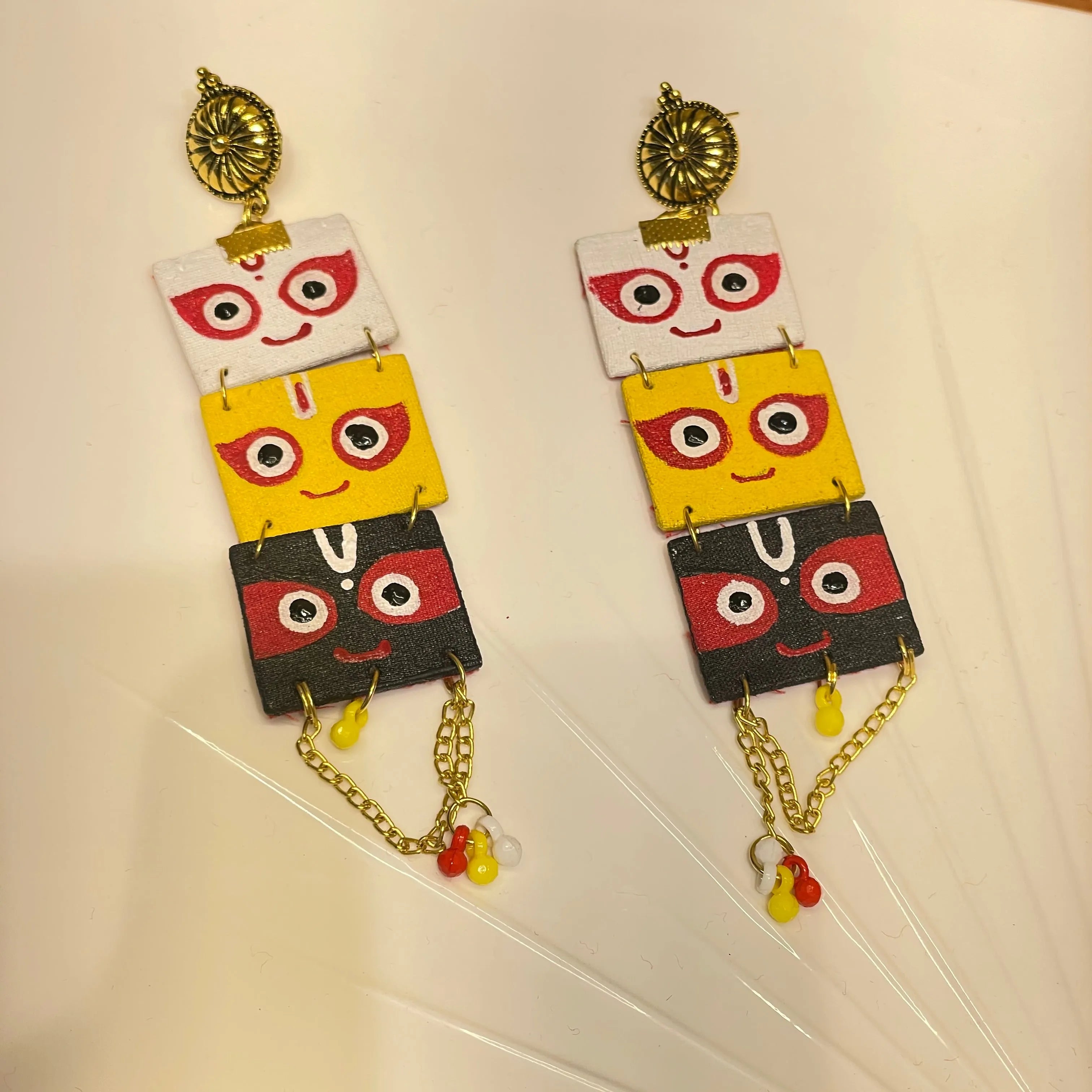 Keshava Puri Jagannath Traditional Multi Color Hand Painted Drop (Earrings) HP-ER-160 - KHOJ.CITY