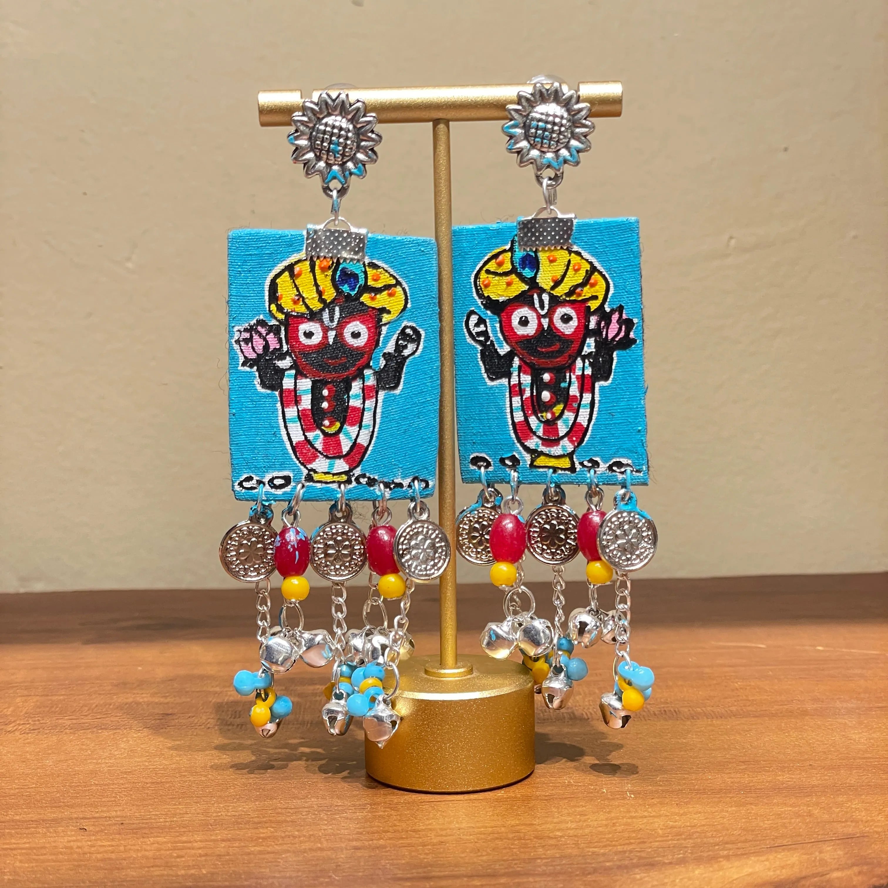Damodar Puri Jagannath Traditional Multi Color Hand Painted Drop (Earrings) HP-ER-161 - KHOJ.CITY