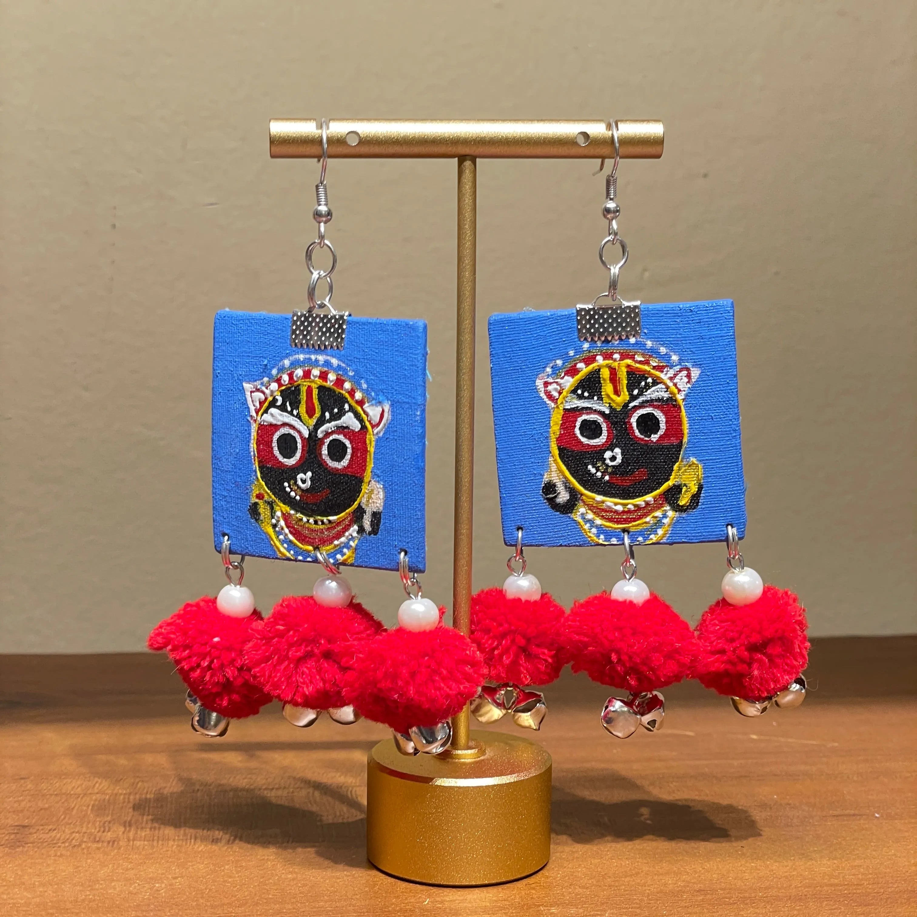 Damu Jagannath Traditional Multi Color Hand Painted Drop (Earrings) HP-ER-163 - KHOJ.CITY
