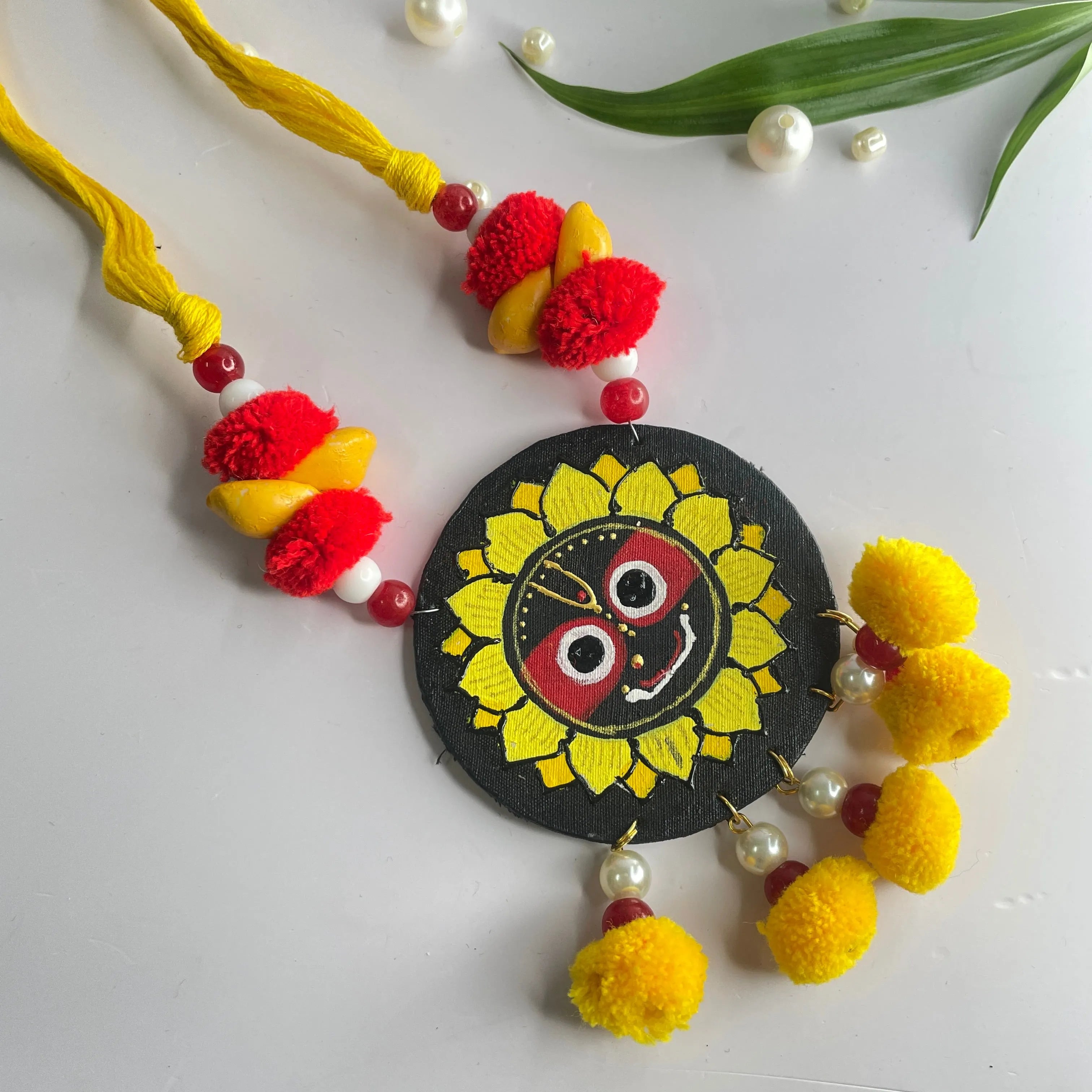 Sri Puri Jagannath Traditional Multi Color Hand Painted (Necklace) HP-NP-152 - KHOJ.CITY