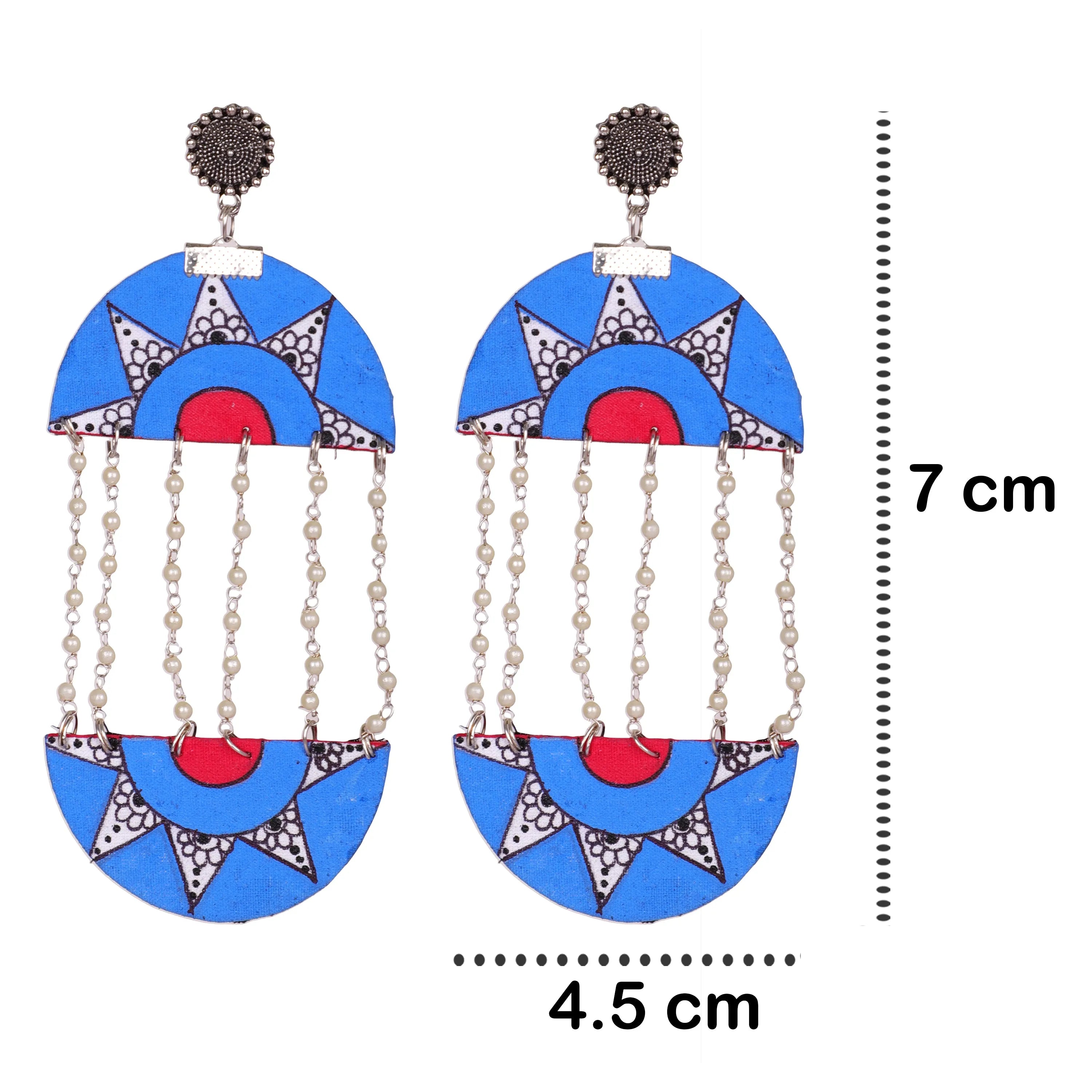 Purnama Traditional Multi Color Hand Painted Drop (Earrings) HP-ER-164 - KHOJ.CITY