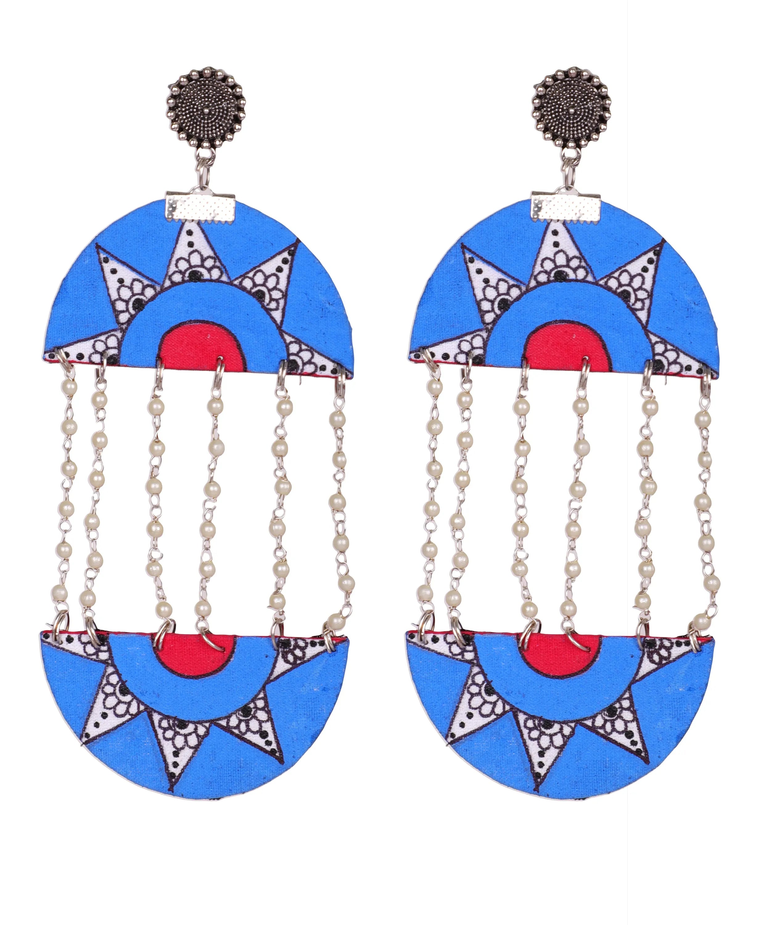 Purnama Traditional Multi Color Hand Painted Drop (Earrings) HP-ER-164 - KHOJ.CITY