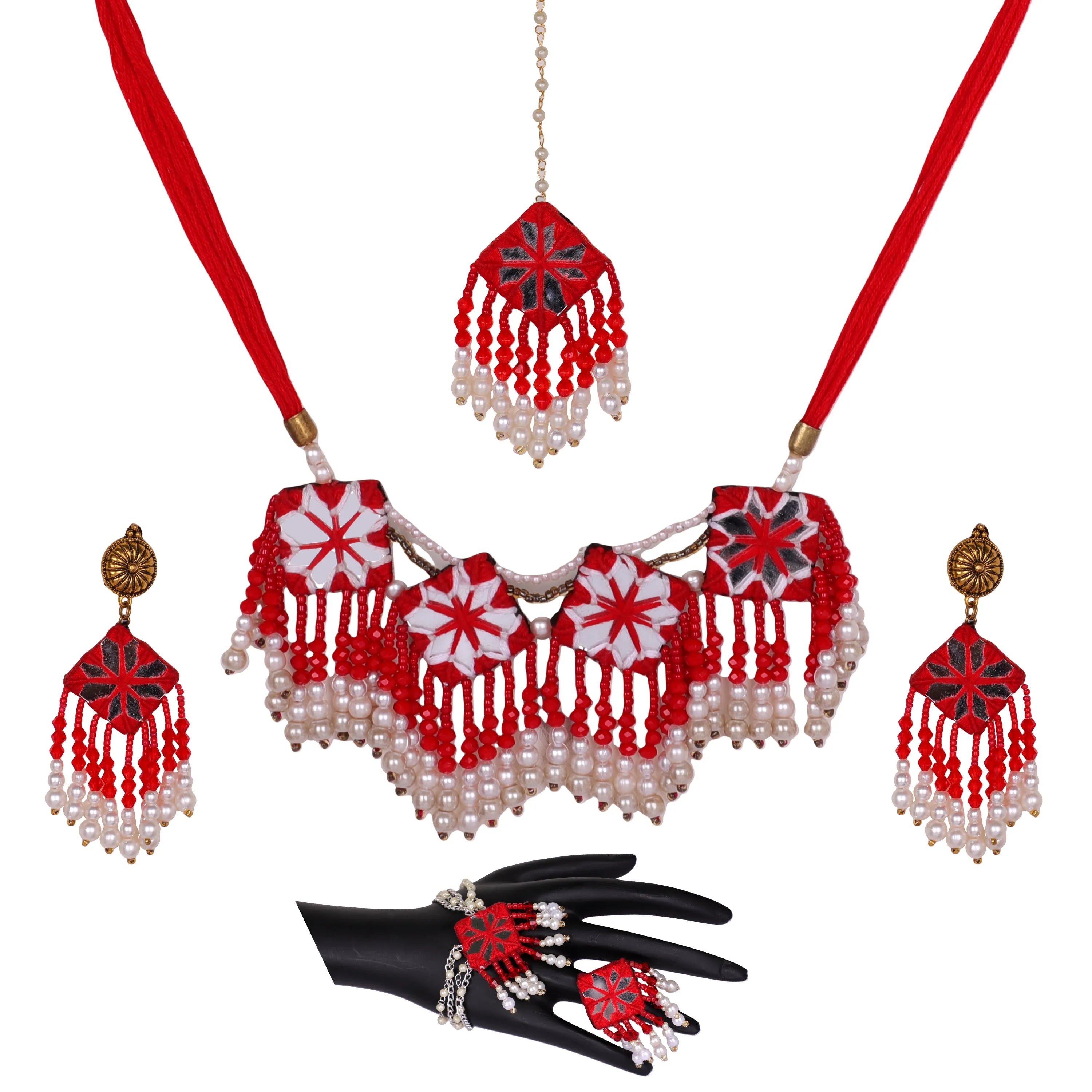 Raani Mirror Traditional Multi Color Handmade Bridal Jewelry (Shaadi Set) -010 - KHOJ.CITY